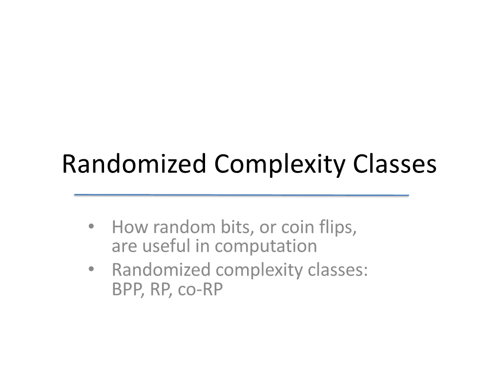 Randomized Complexity Classes