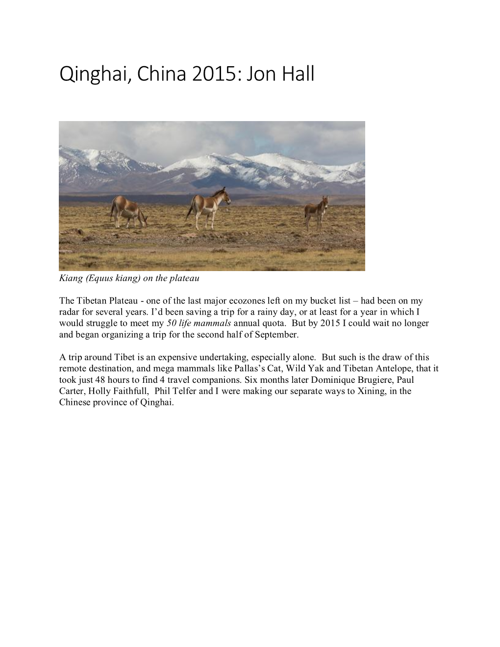 Qinghai, China 2015: Jon Hall