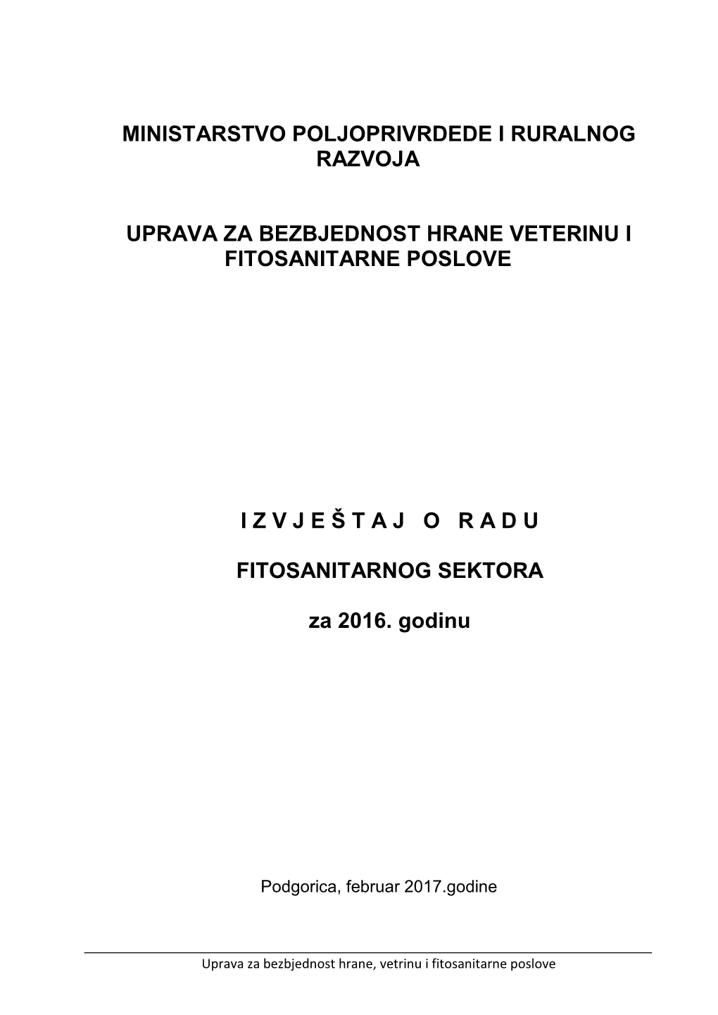 Izvještaj Fitosanitarne Uprave