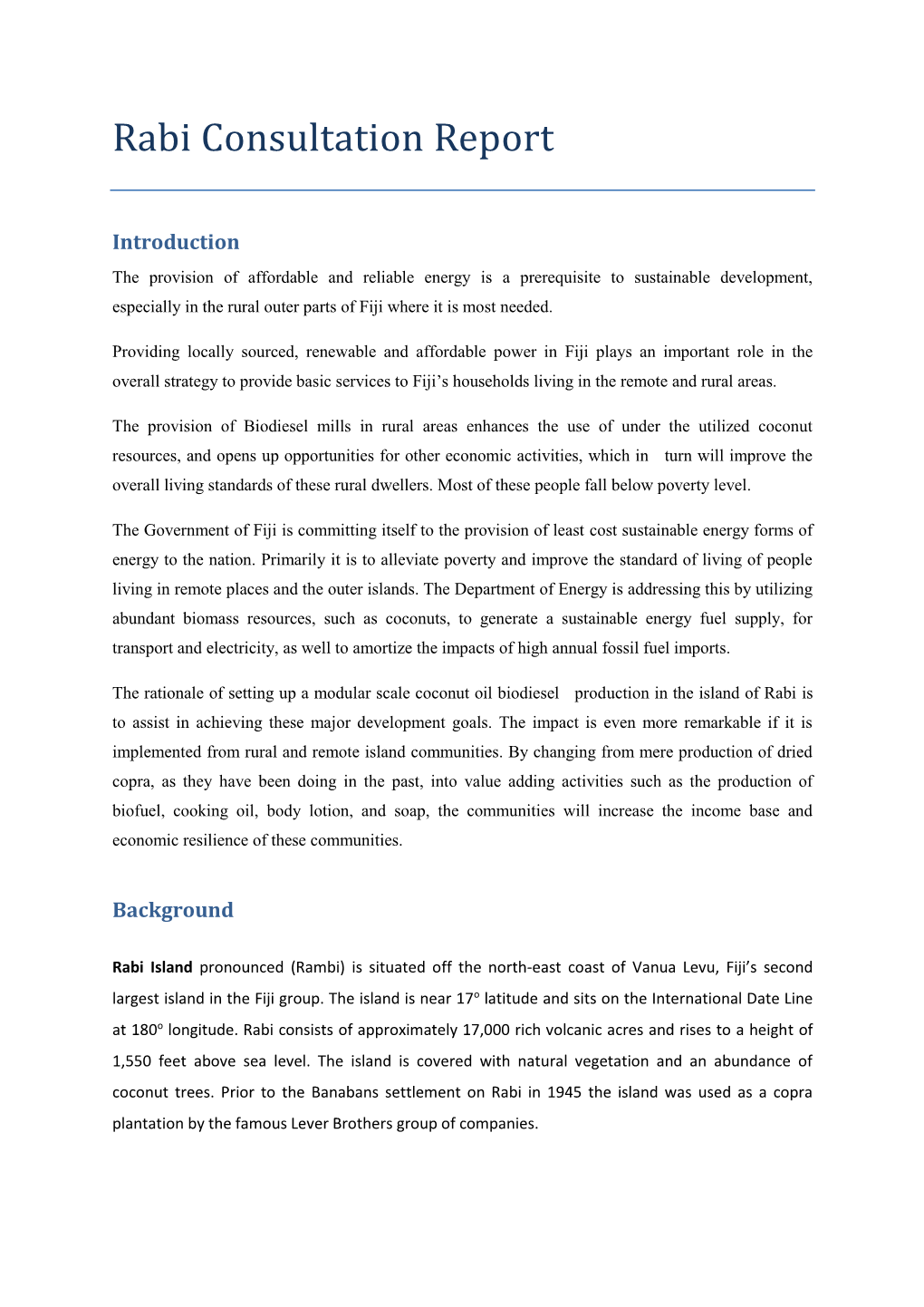 Rabi Consultation Report