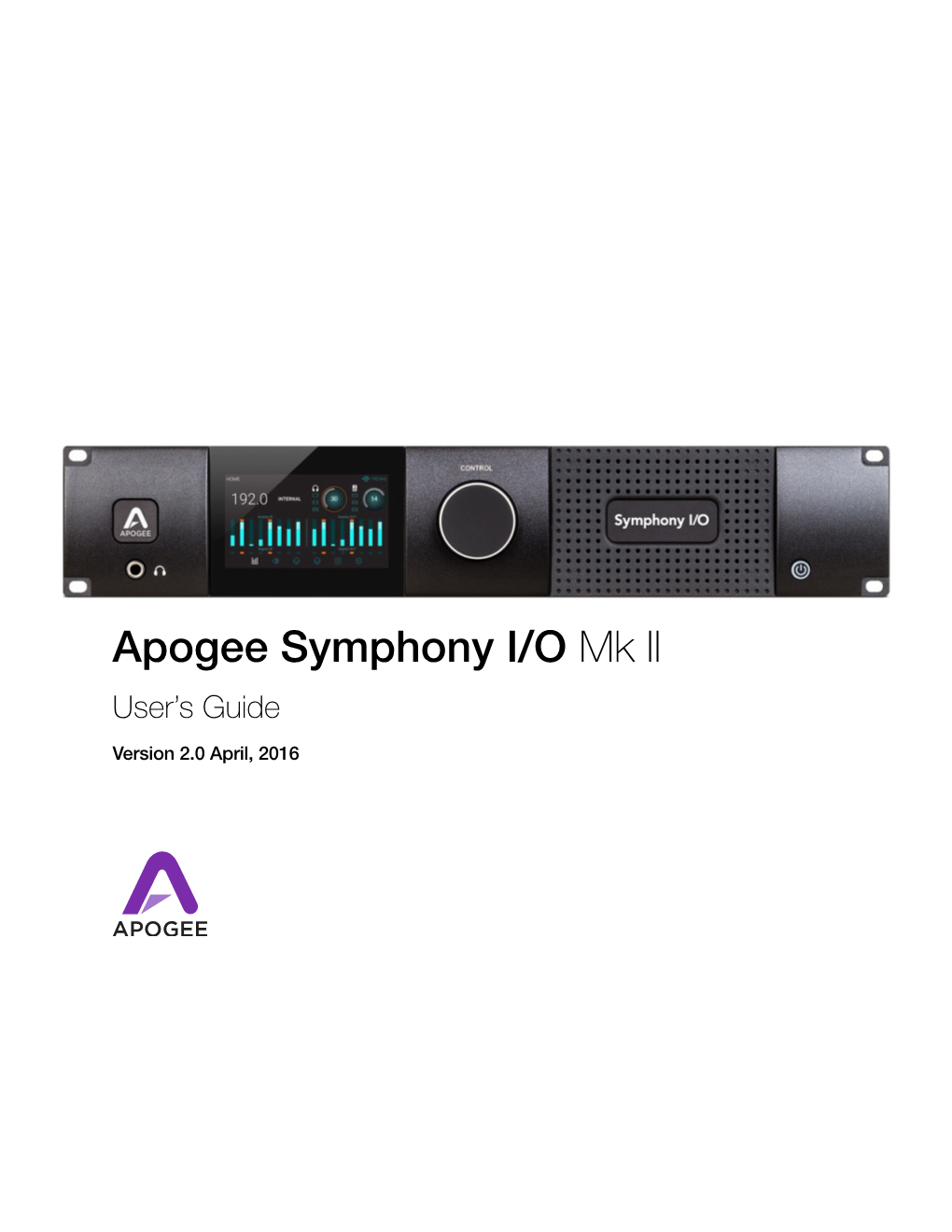 Apogee Symphony IO Mkii User Guide V2.0
