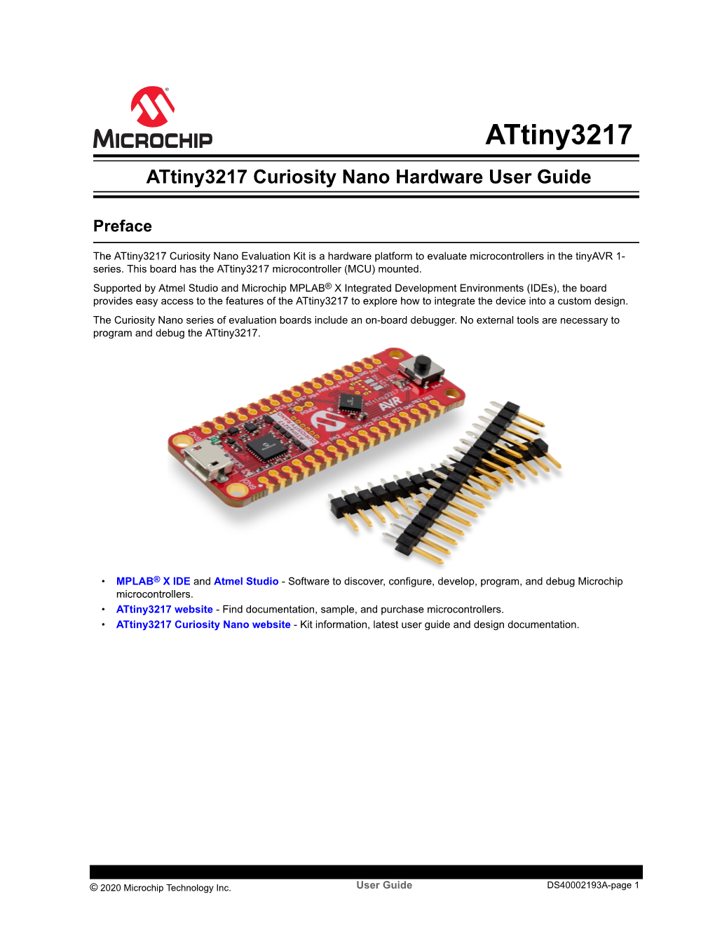 Attiny3217 Curiosity Nano Hardware User Guide