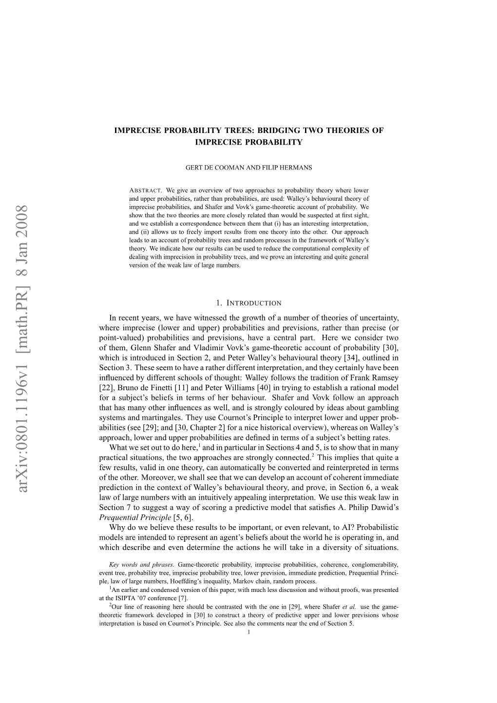 Arxiv:0801.1196V1 [Math.PR]