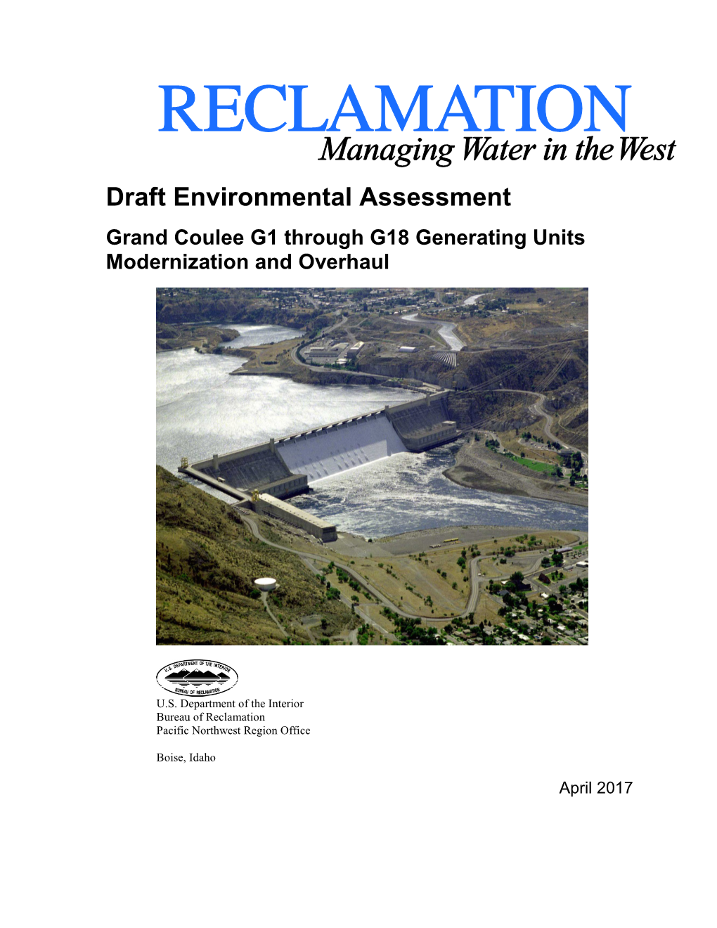 Draft Environmental Assessment, Grand Coulee G1 Through G18