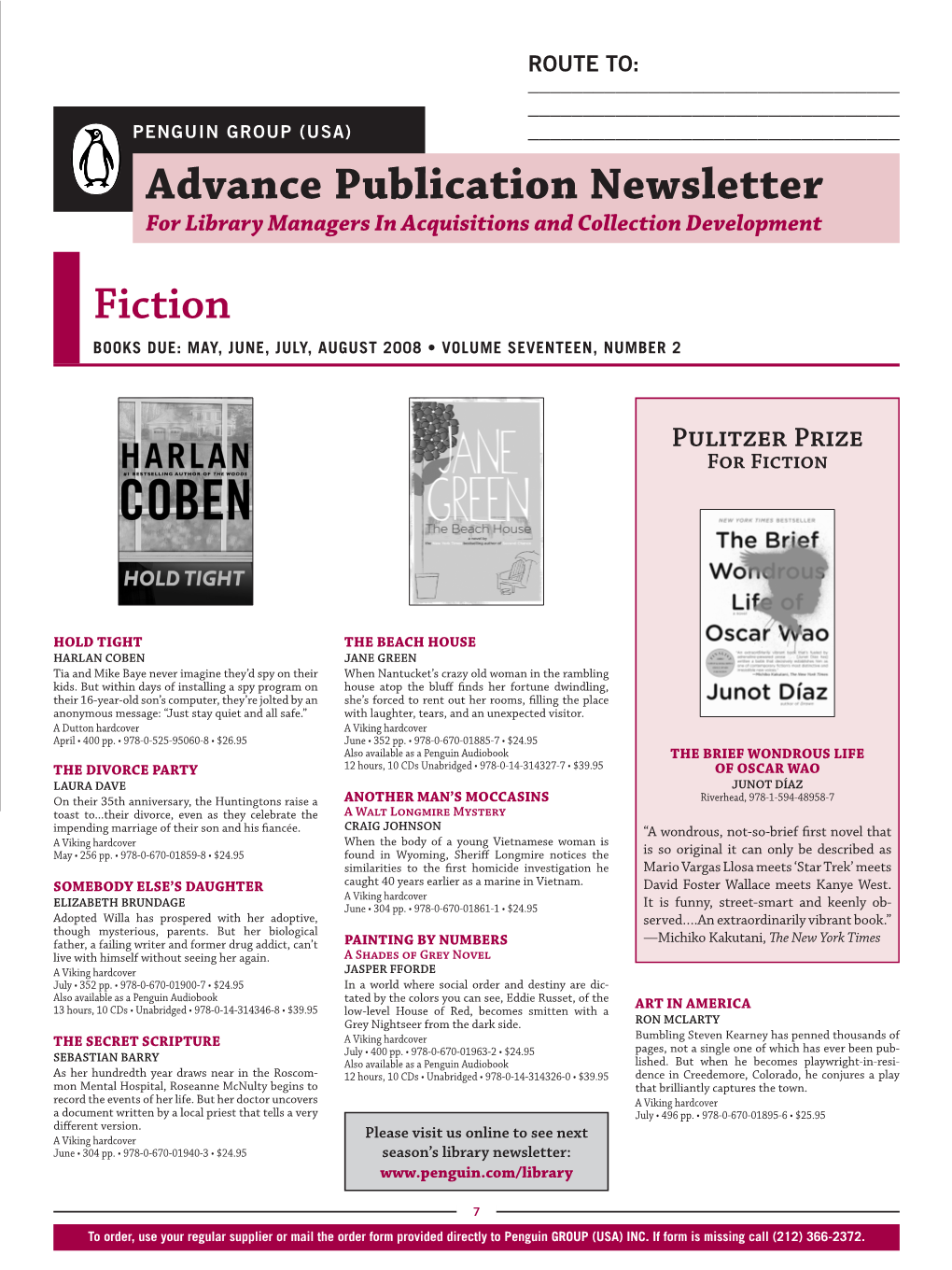 Advance Publication Newsletter Fiction