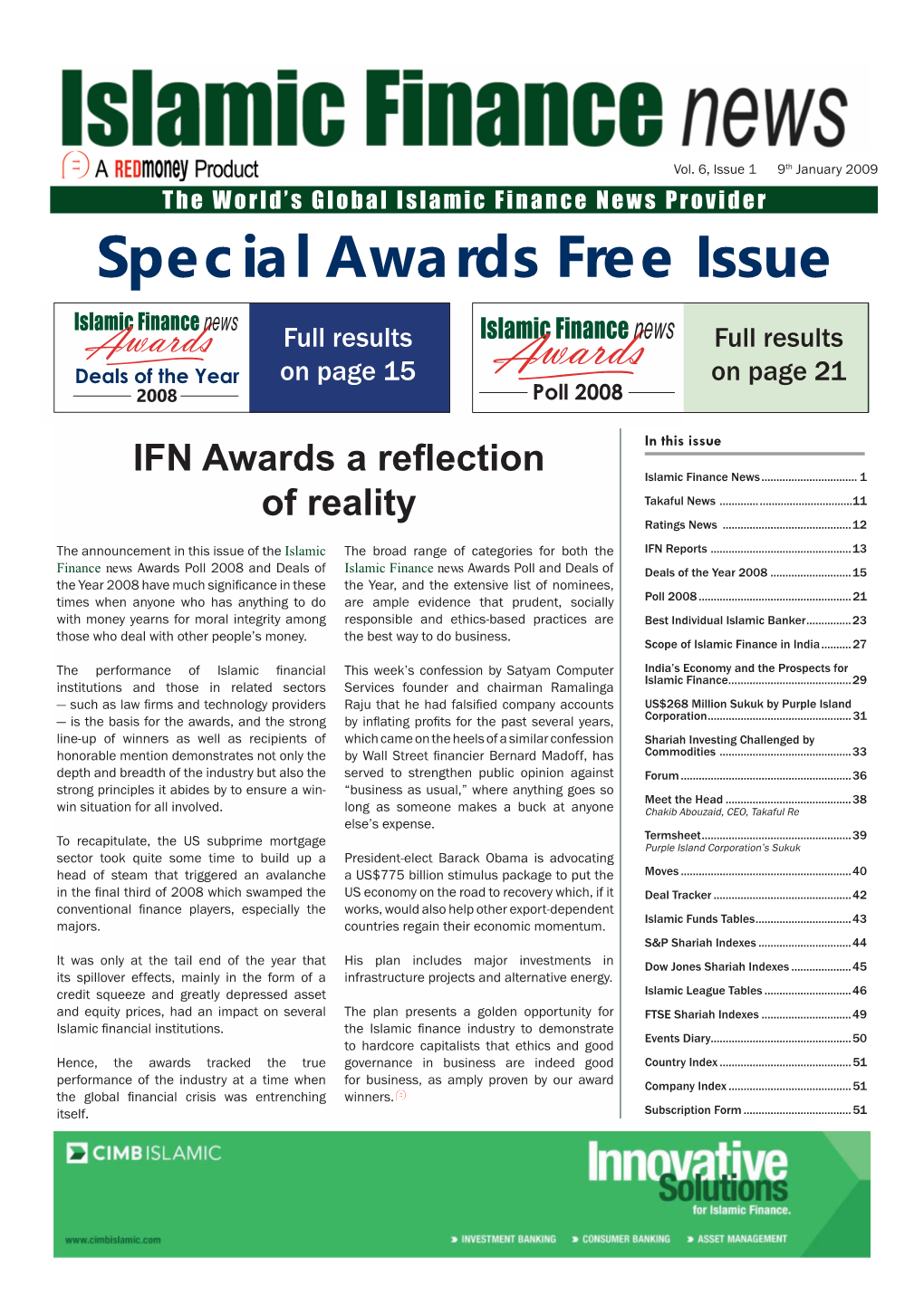 Special Awards Free Issue Wards Full Results Full Results a on Page 15 on Page 21 2008