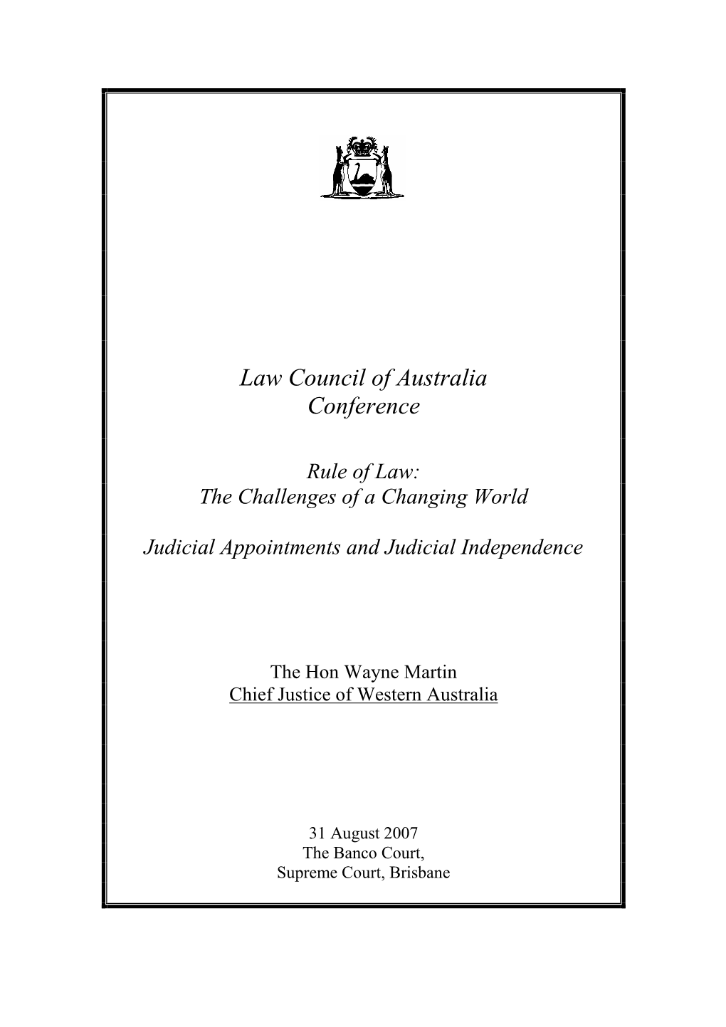 Rule of Law: the Challenges of a Changing World