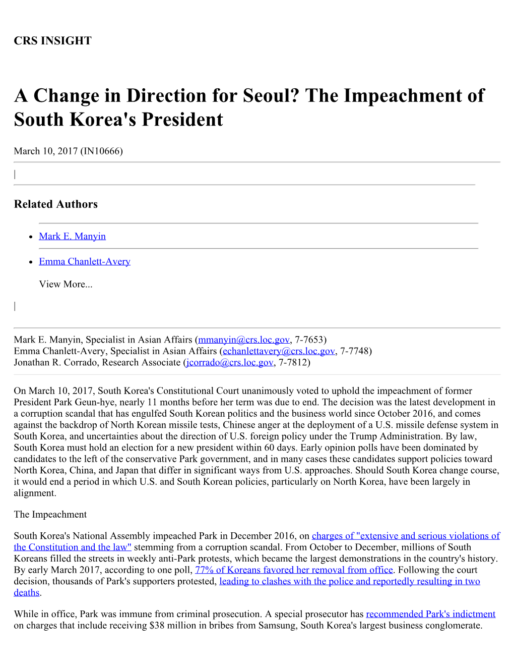 The Impeachment of South Korea's President