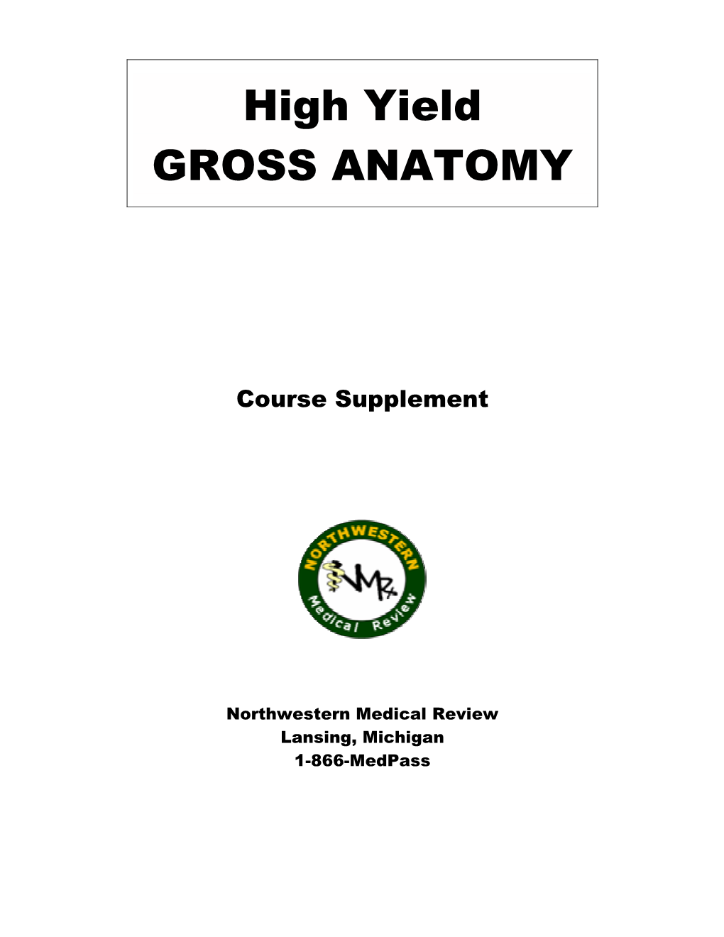 High Yield GROSS ANATOMY