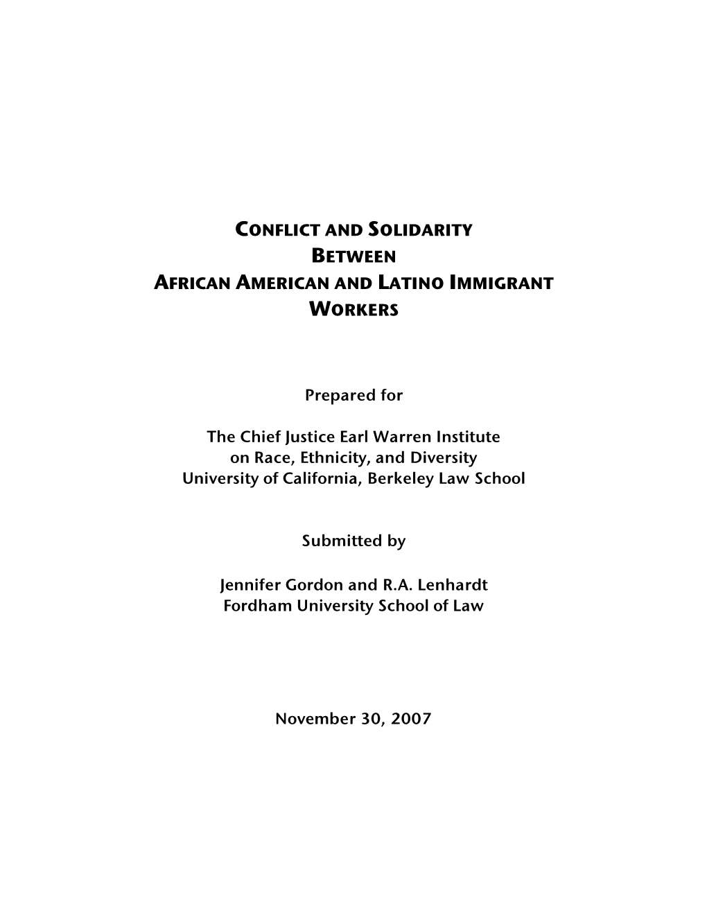 Conflict and Solidarity Between African American and Latino Immigrant Workers