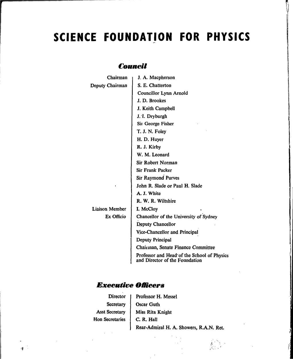 Science Foundation for Physics