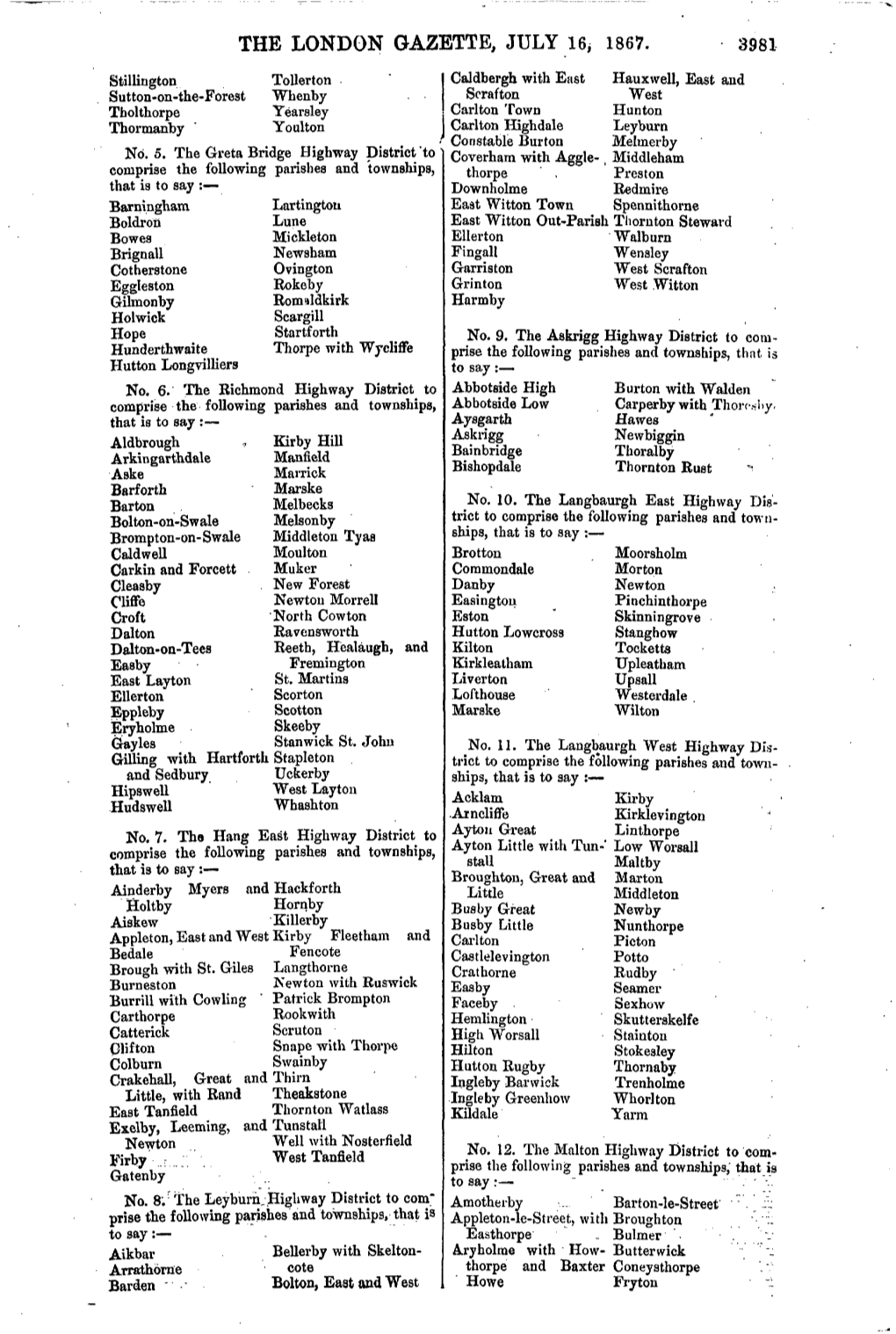 The London Gazette, July 16, 1867. 3981