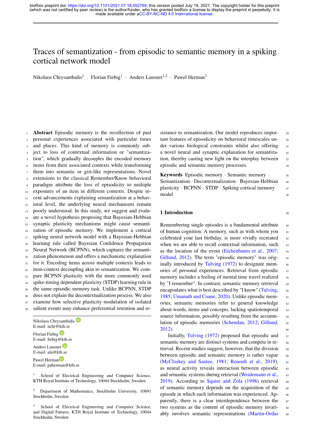 From Episodic to Semantic Memory in a Spiking Cortical Network Model