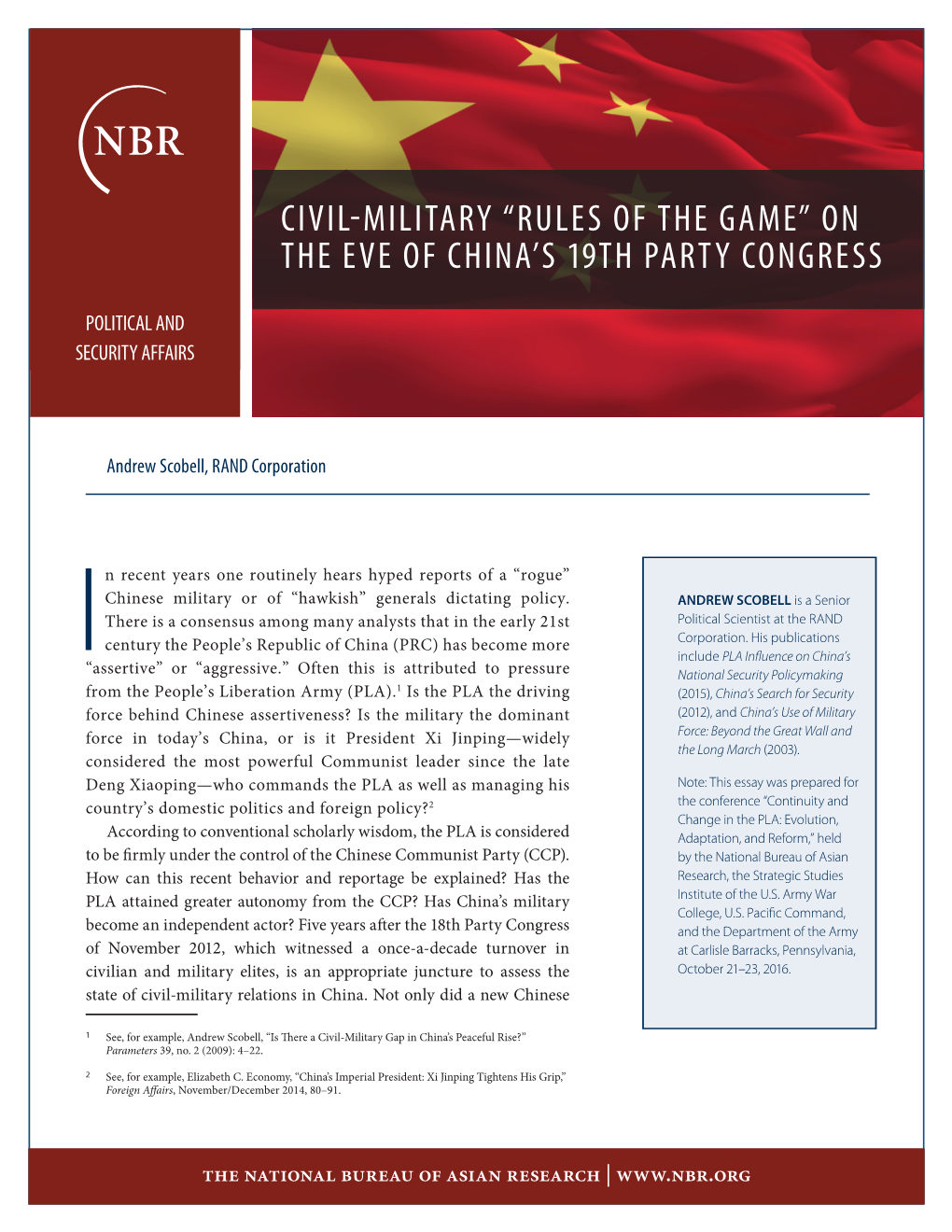 Civil-Military “Rules of the Game” on the Eve of China's 19Th Party Congress