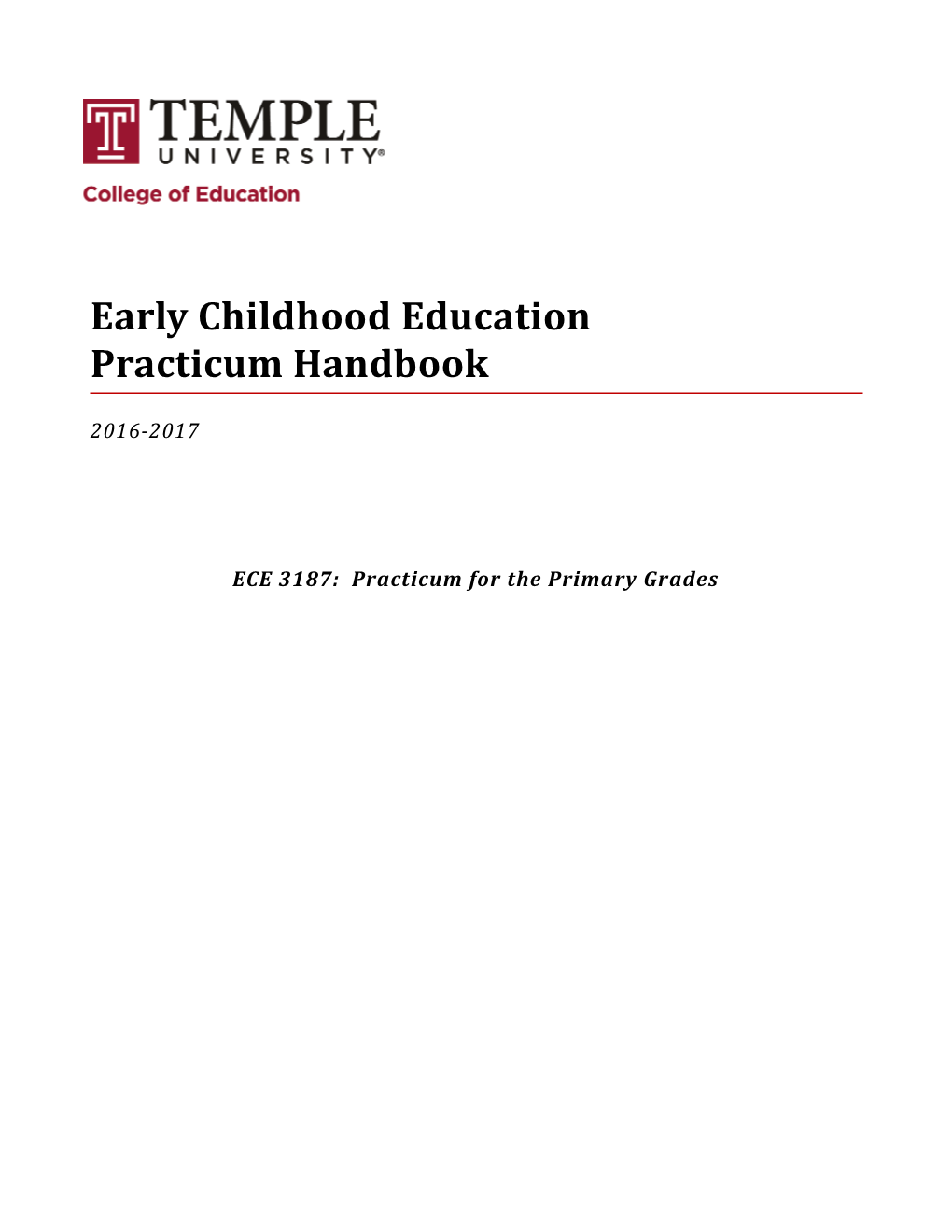 ECE 3187: Practicum for the Primary Grades