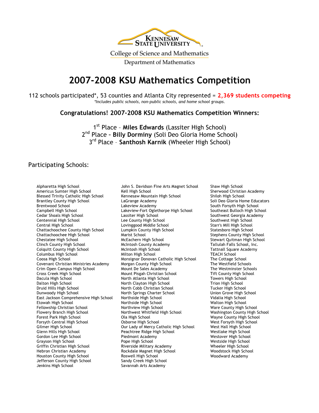 2007-2008 KSU Mathematics Competition