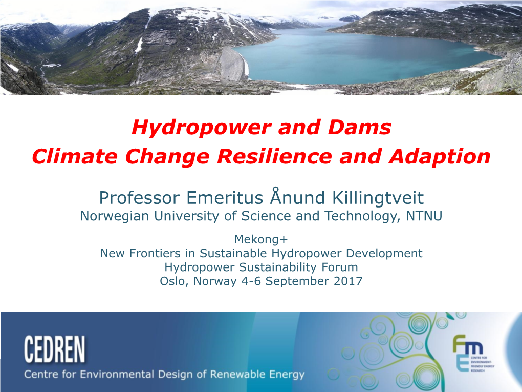 Hydropower and Dams Climate Change Resilience and Adaption