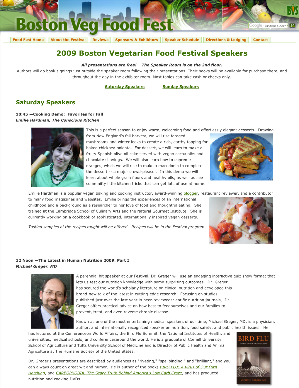 2009 Boston Vegetarian Food Festival Speakers