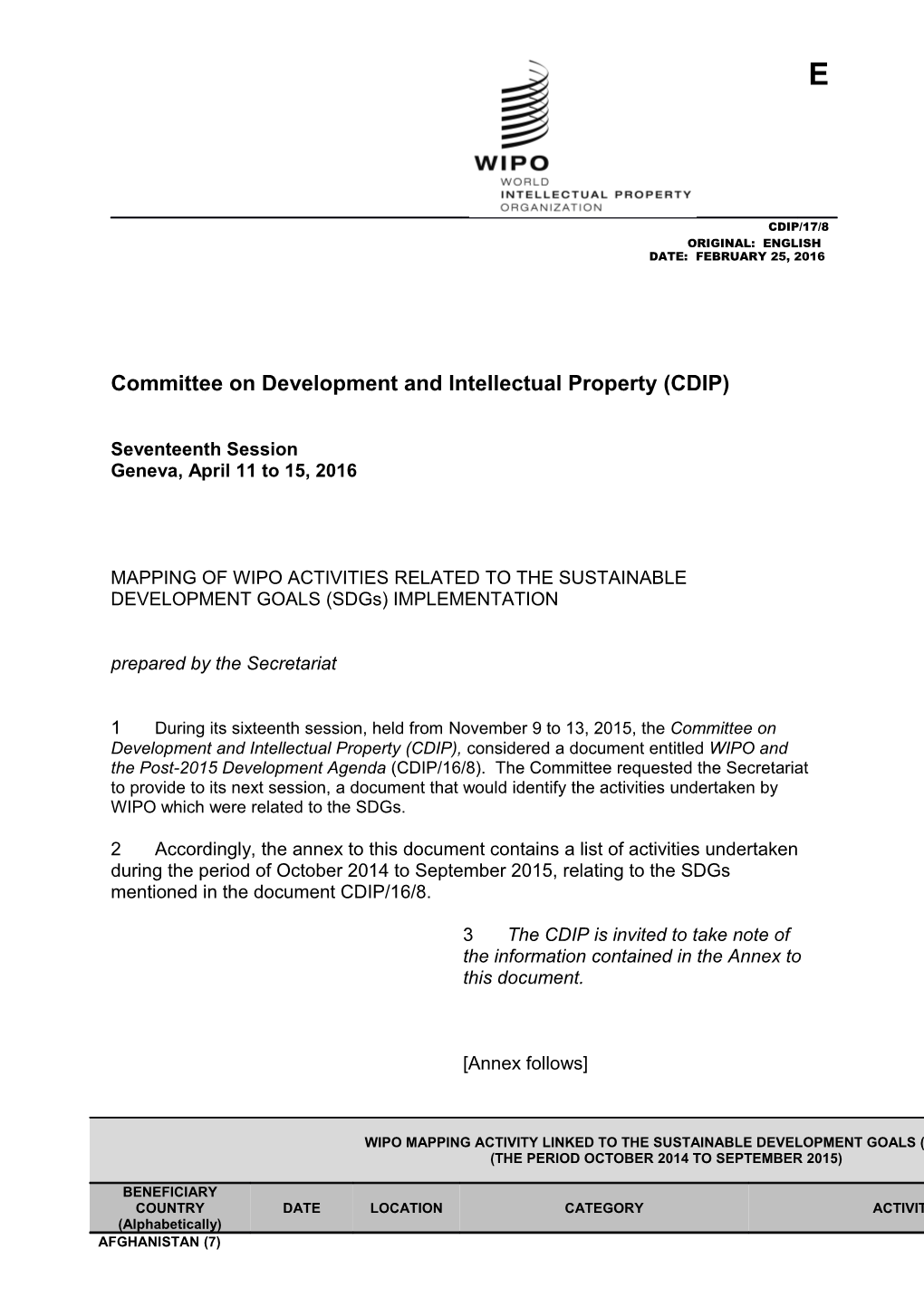 Committee on Development and Intellectual Property (CDIP) s3