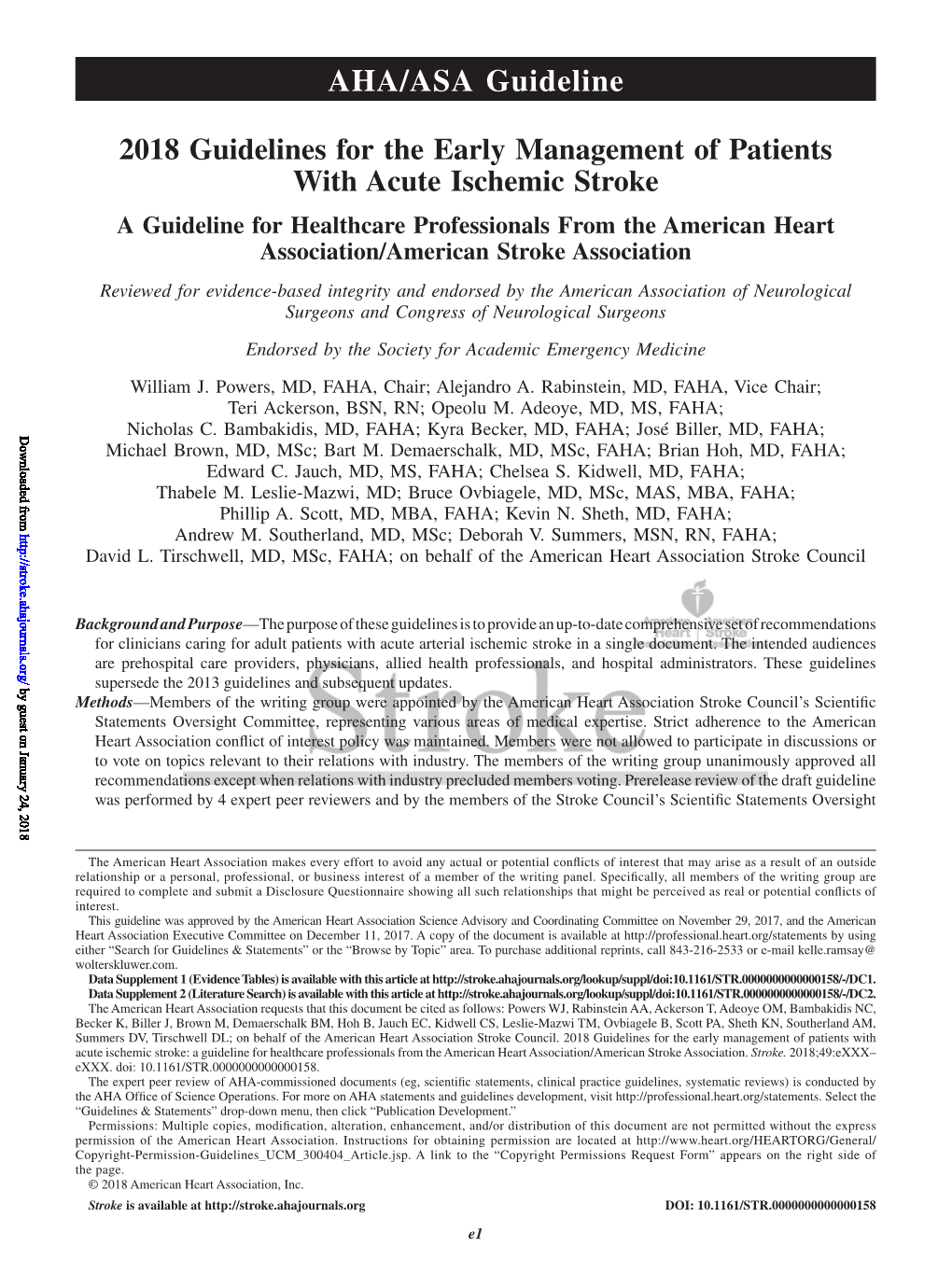 2018 AHA Ischemic Stroke Guideline Update