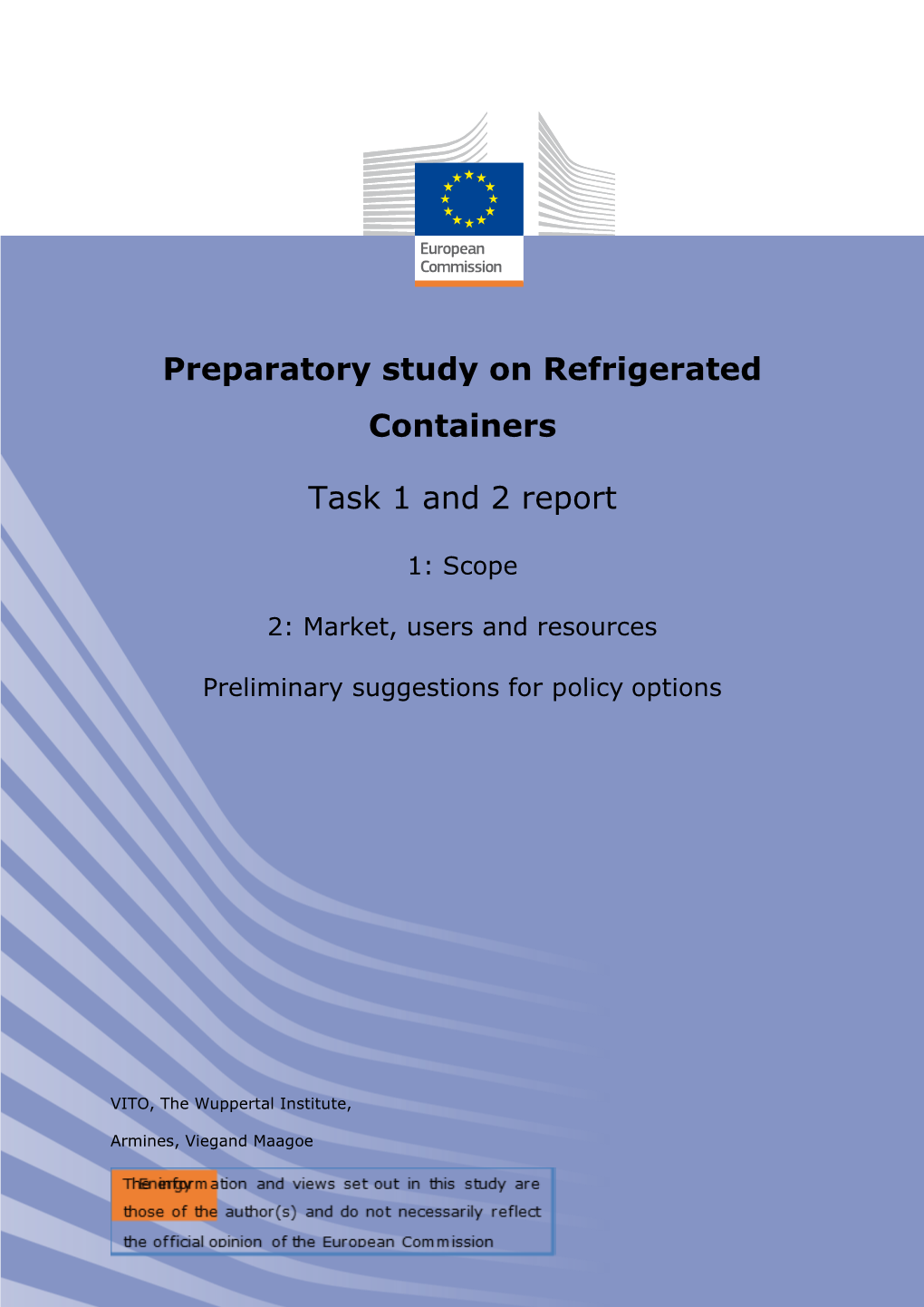 Preparatory Study on Refrigerated Containers Task 1 and 2 Report