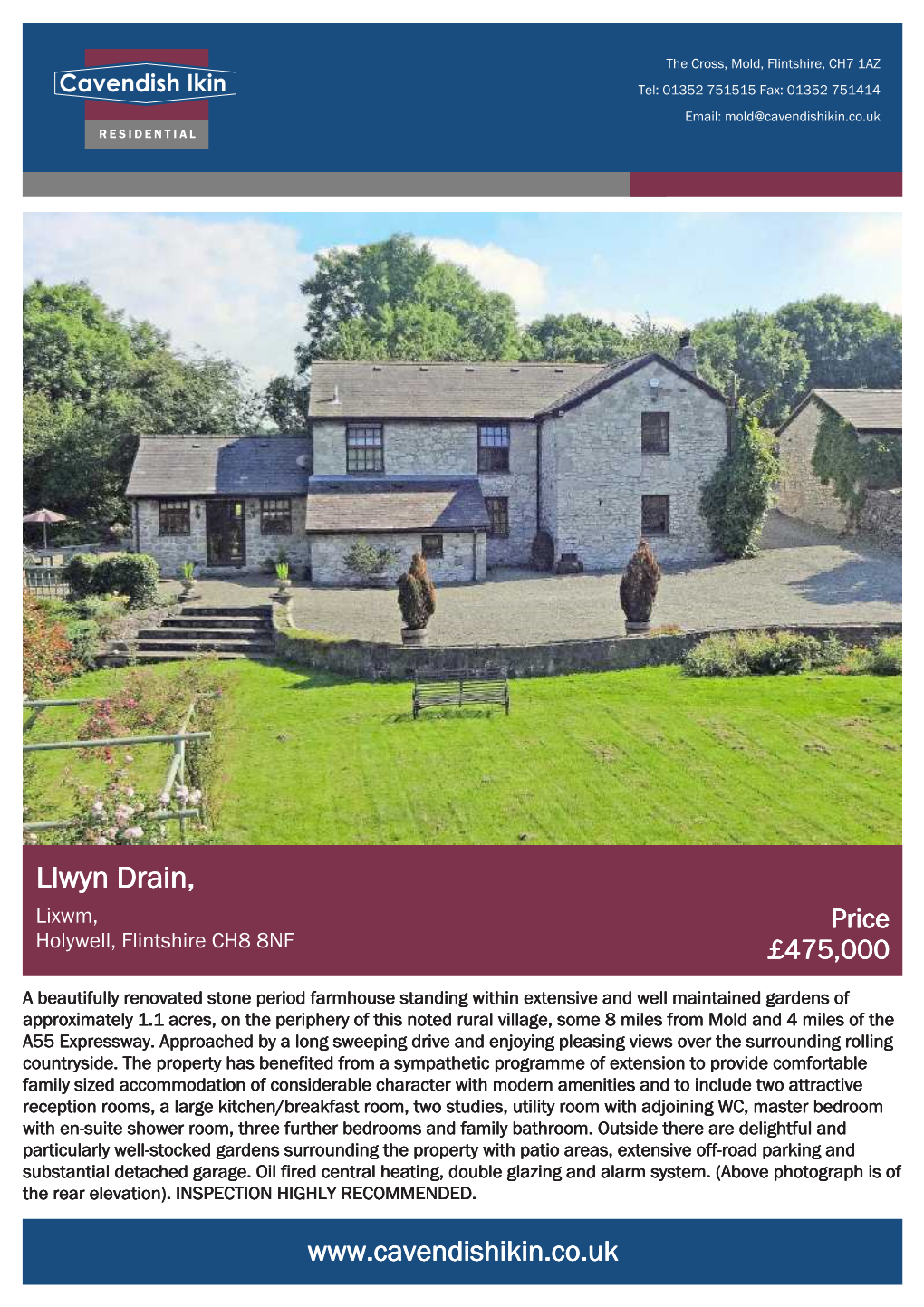 Llwyn Drain, Lixwm, Price Holywell, Flintshire CH8 8NF £475,000