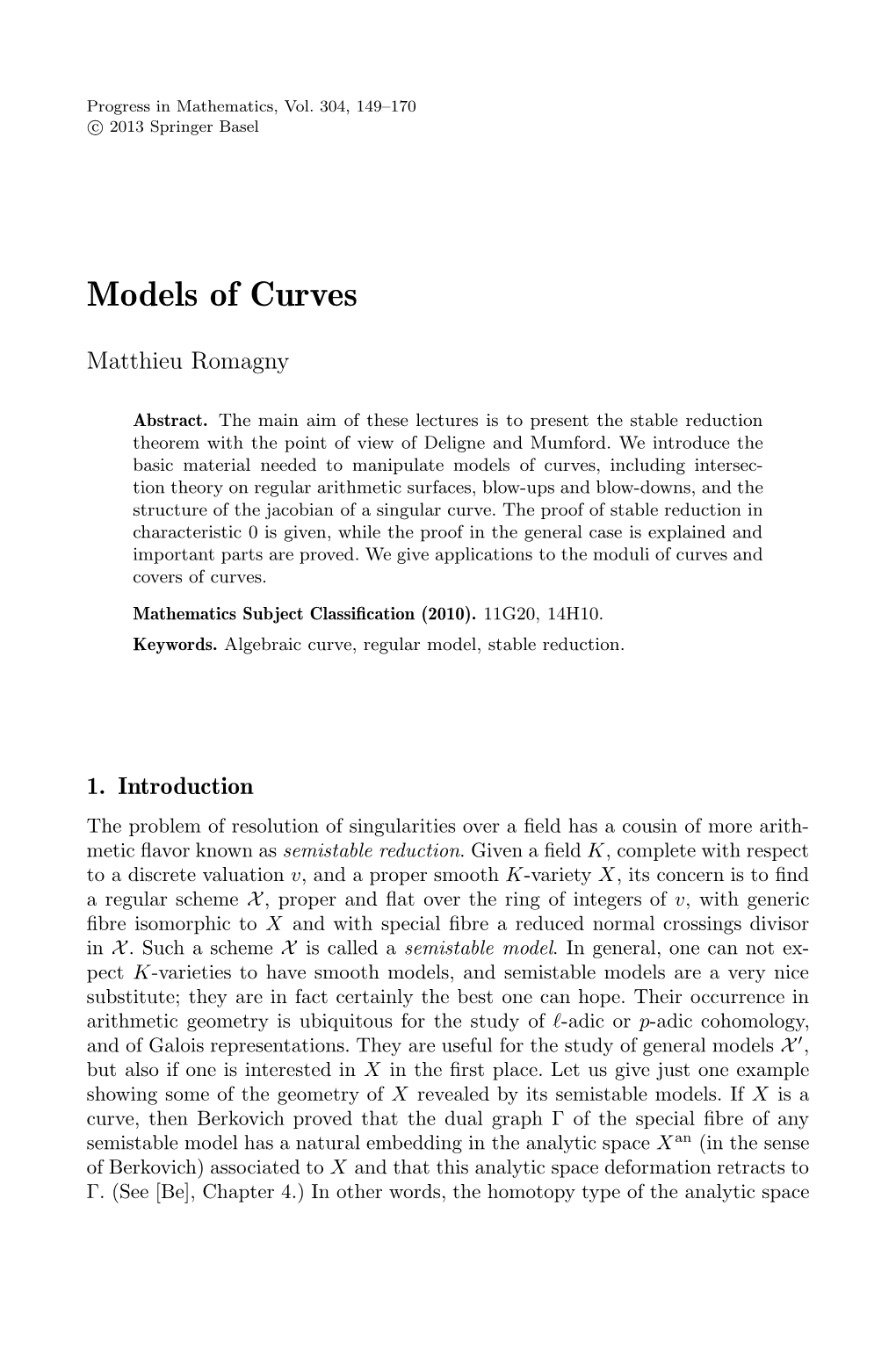 Models of Curves