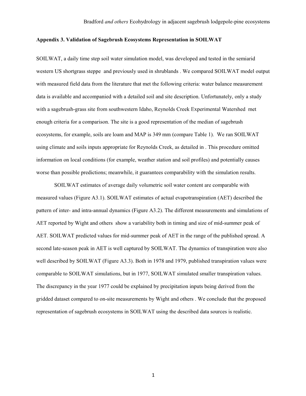 Ecohydrological Niche of Big Sagebrush (Artemisia Tridentata) Shrubland/Steppe and of Its