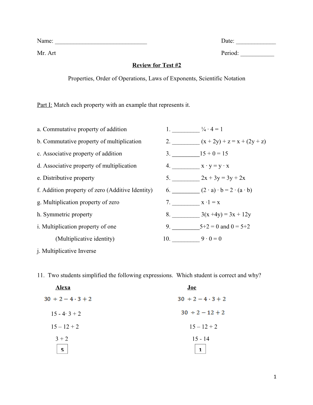 Review for Test #2