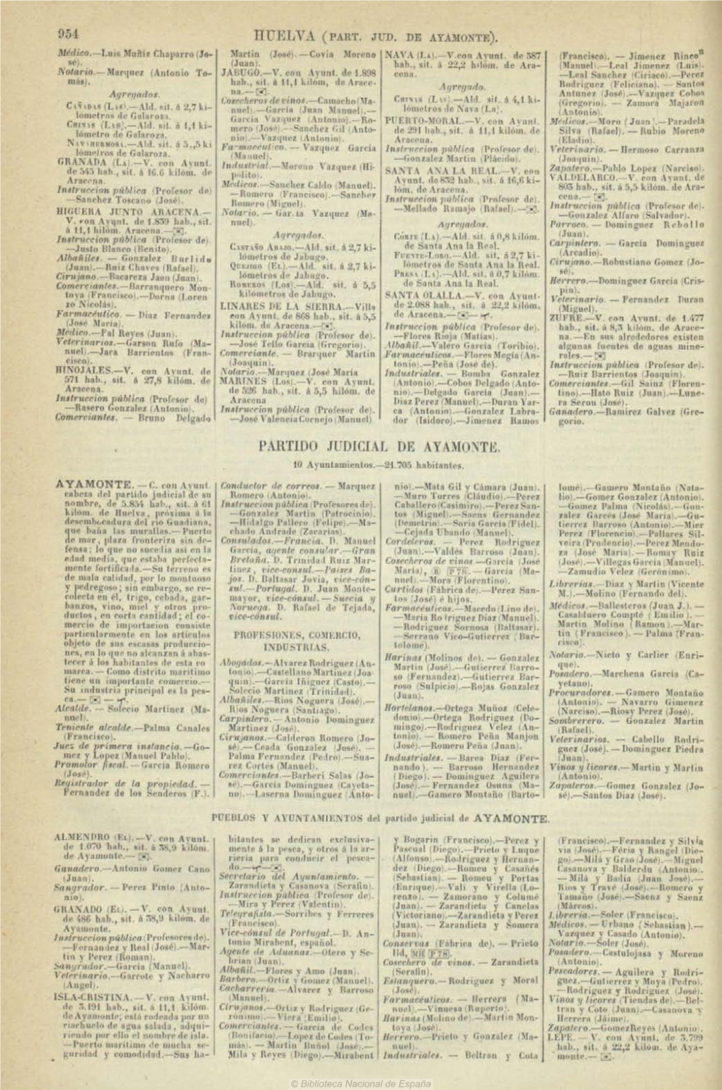 954 Huelva (Part. Jud. De Ayamonte), Partido Judicial