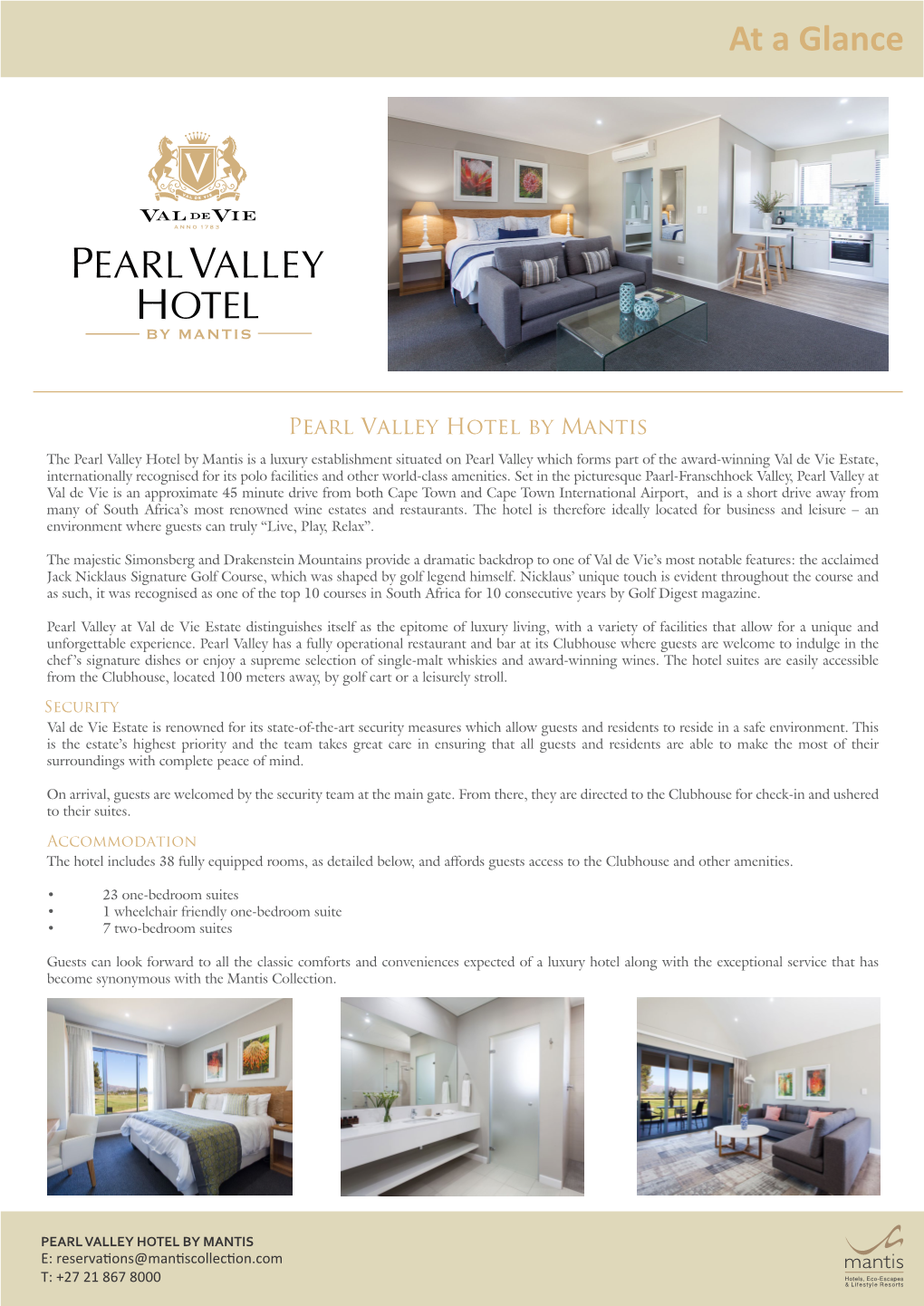 Pearl Valley Hotel Factsheet 2017