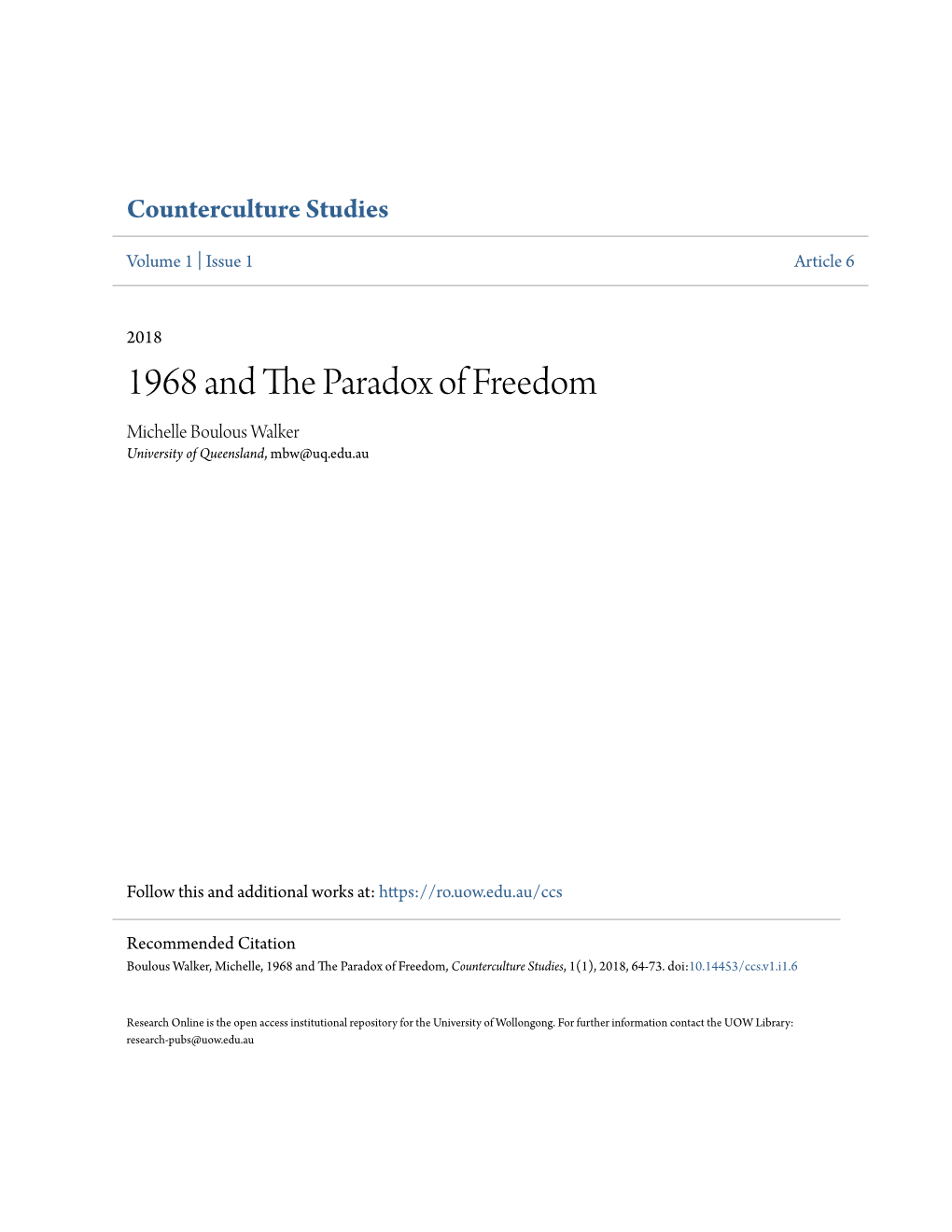 1968 and the Paradox of Freedom*