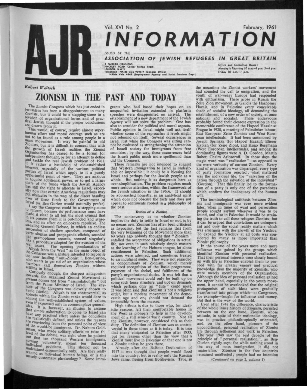 Information Issued by the Association of Jewish Refugees in Great Britain