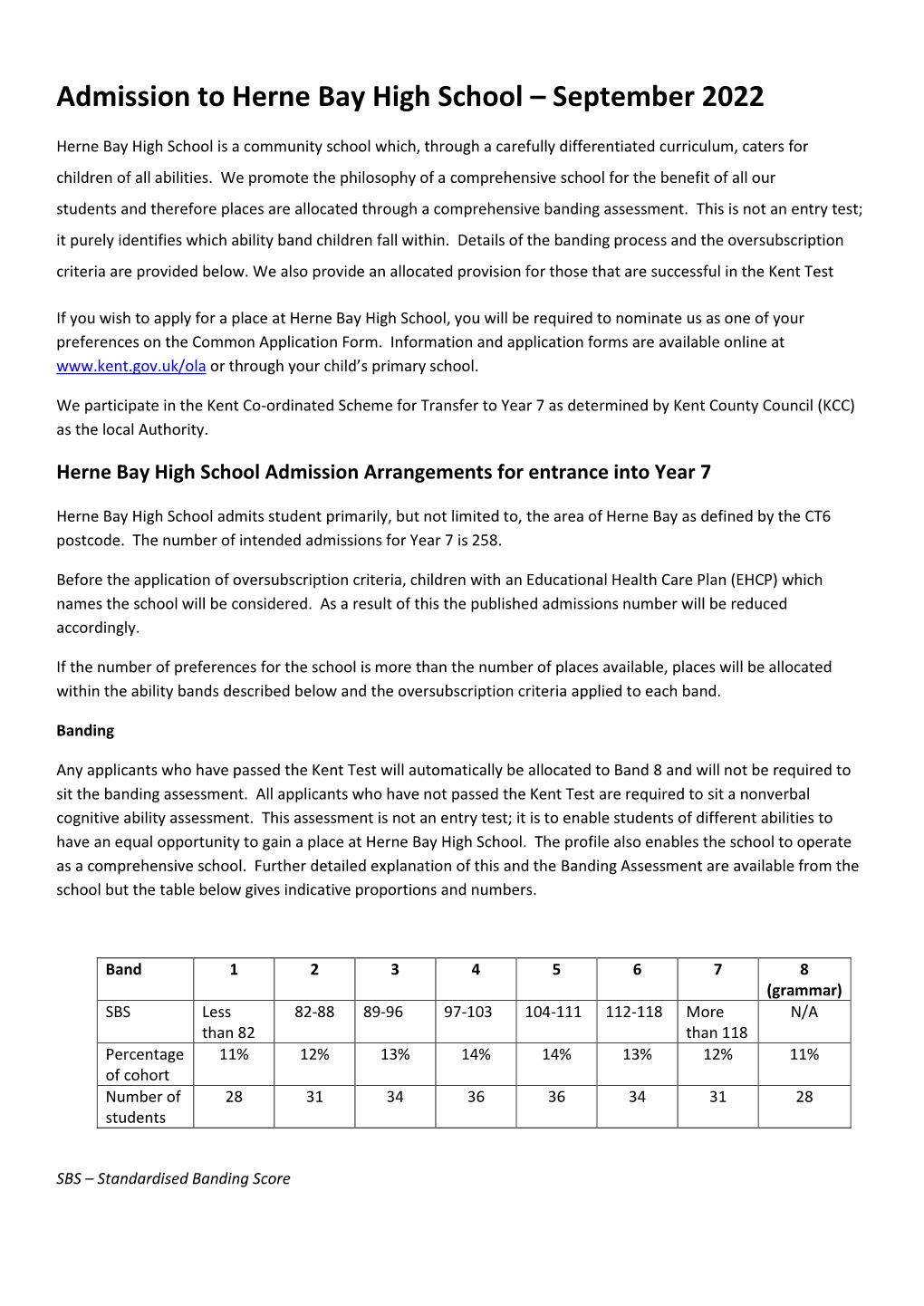 Herne Bay High School – September 2022