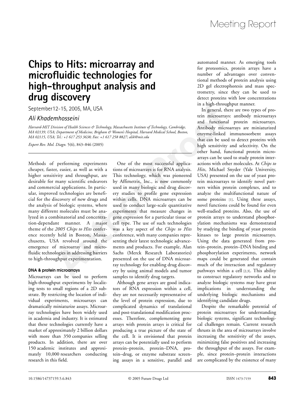 Chips to Hits: Microarray and Microfluidic Technologies for High-Throughput Analysis and Drug Discovery