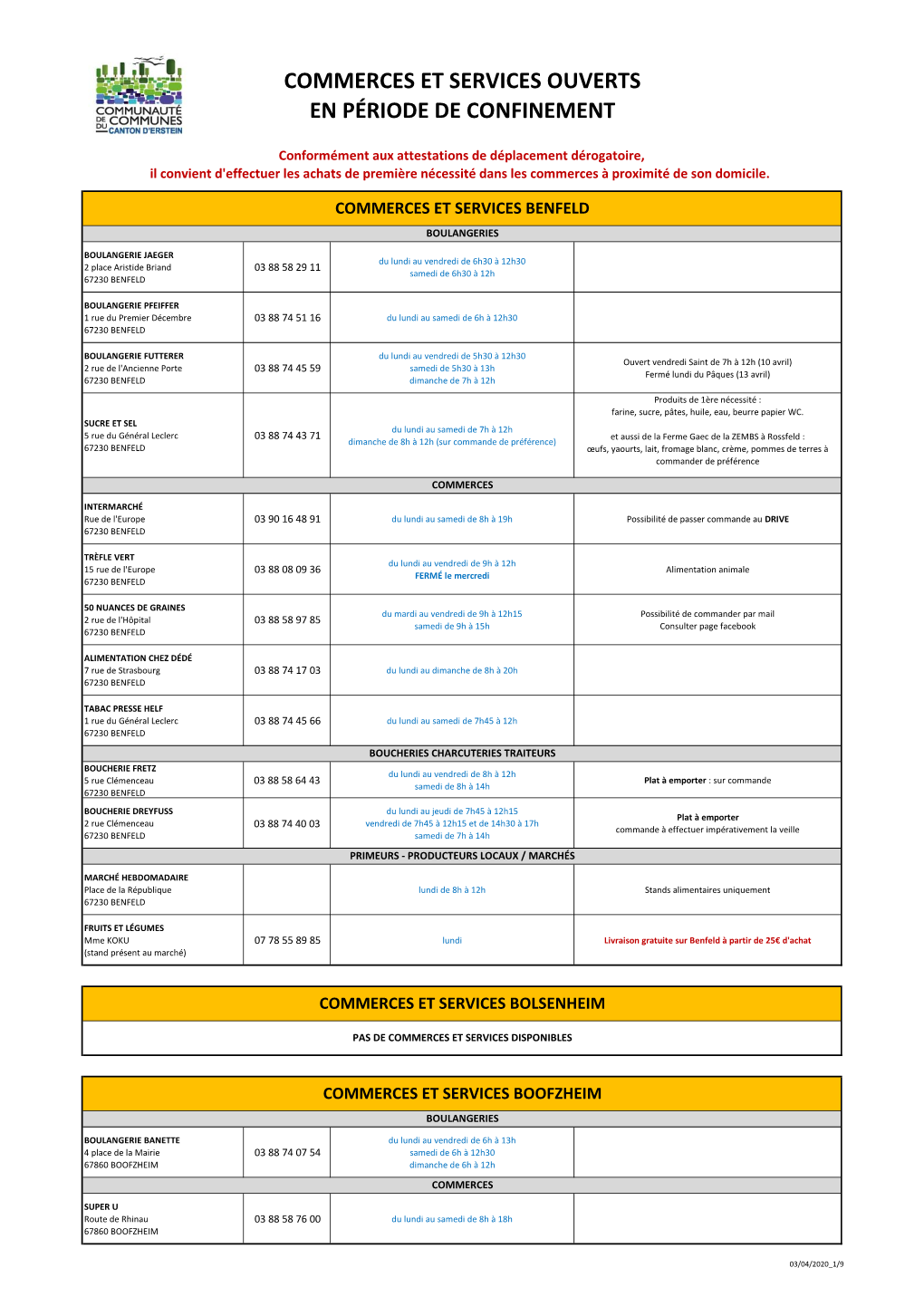 Commerces Et Services Ouverts En Période De Confinement