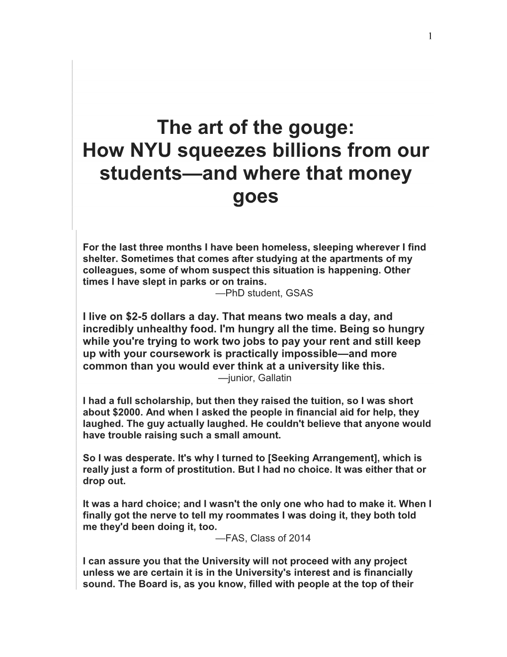 The Art of the Gouge: How NYU Squeezes Billions from Our Students—And Where That Money Goes