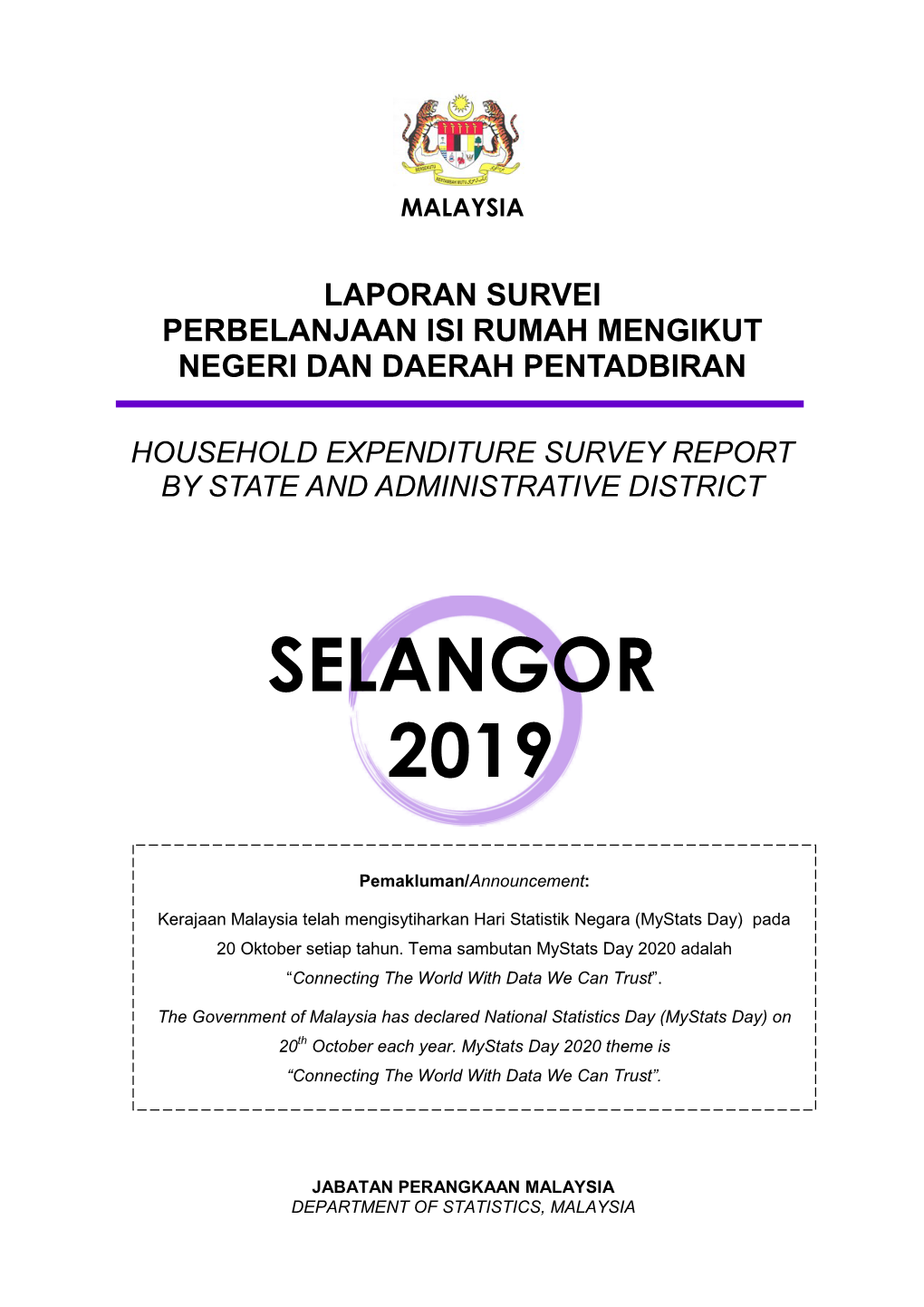 2019 SELANGOR Komposisi Perbelanjaan Penggunaan Isi Rumah Bulanan ...