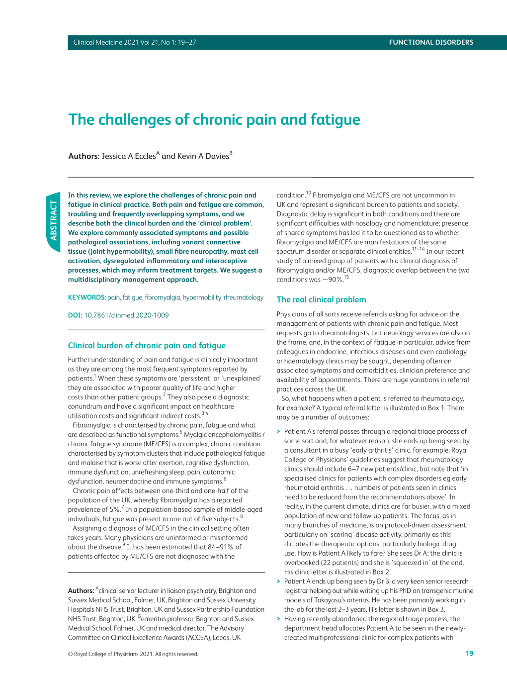 The Challenges of Chronic Pain and Fatigue