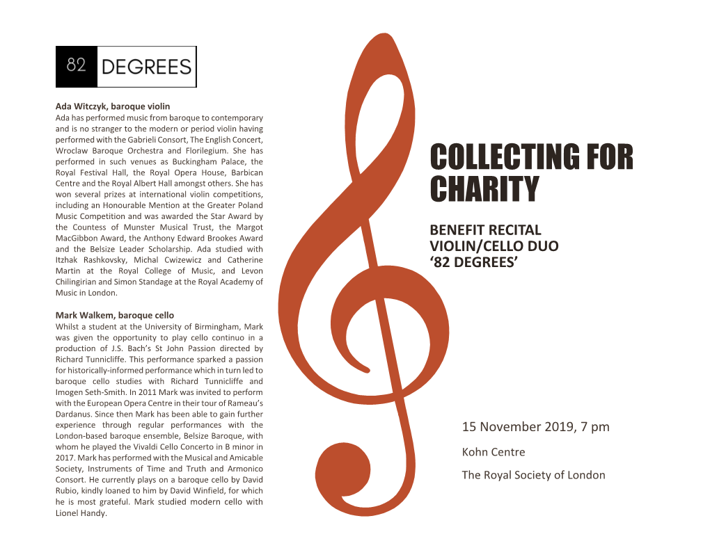 Collecting for Charity Benefit Recital Programme
