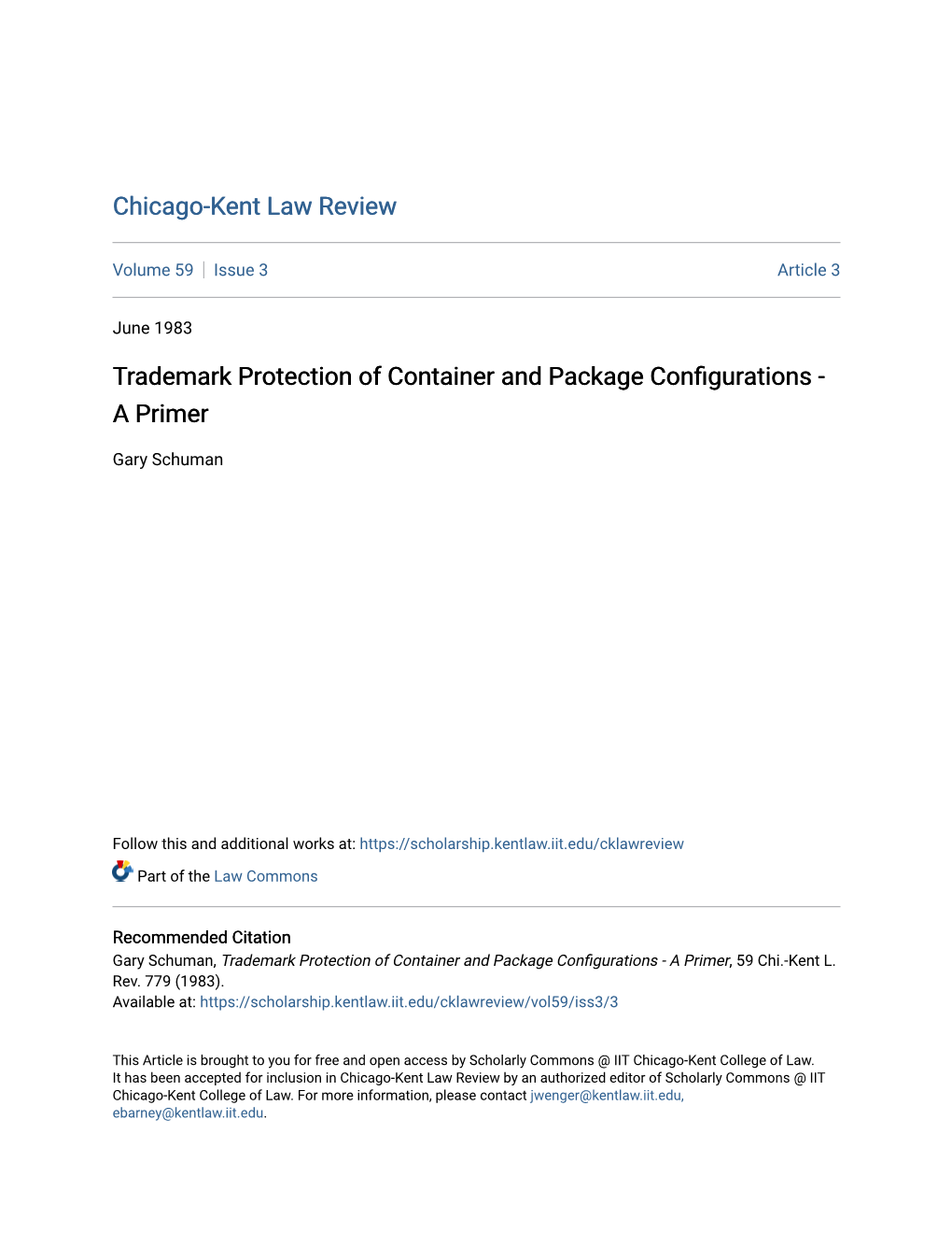 Trademark Protection of Container and Package Configurations - a Primer