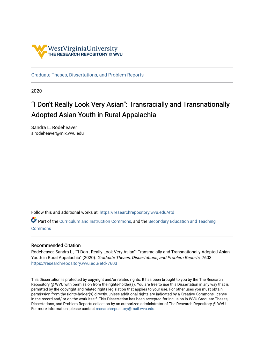 Transracially and Transnationally Adopted Asian Youth in Rural Appalachia