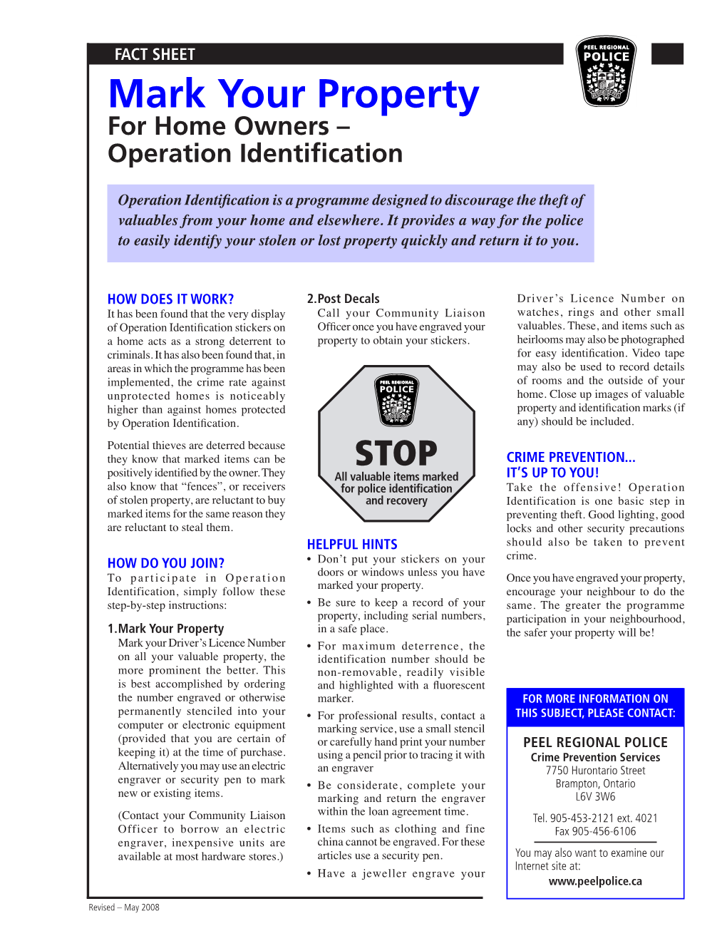 Mark Your Property for Home Owners – Operation Identification