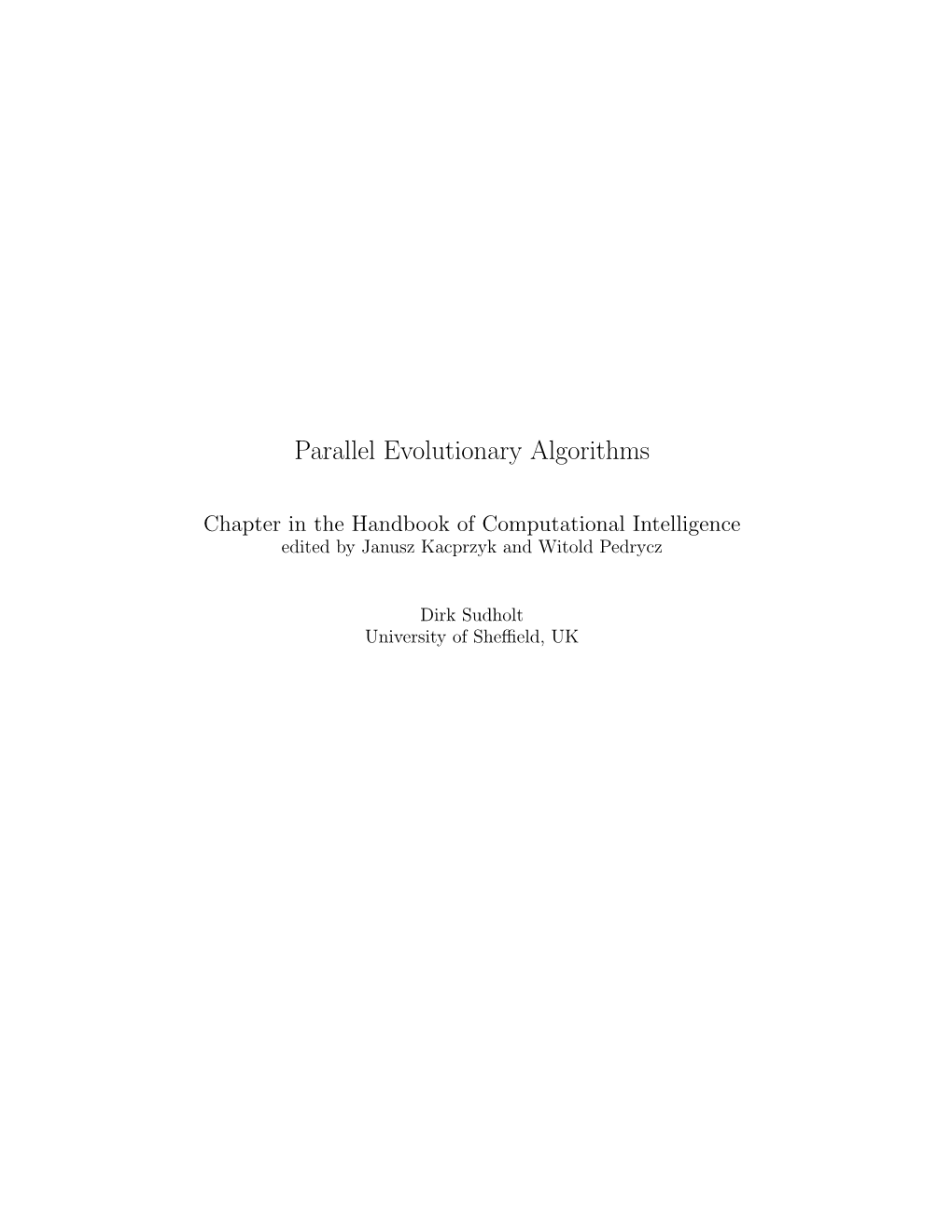 Parallel Evolutionary Algorithms