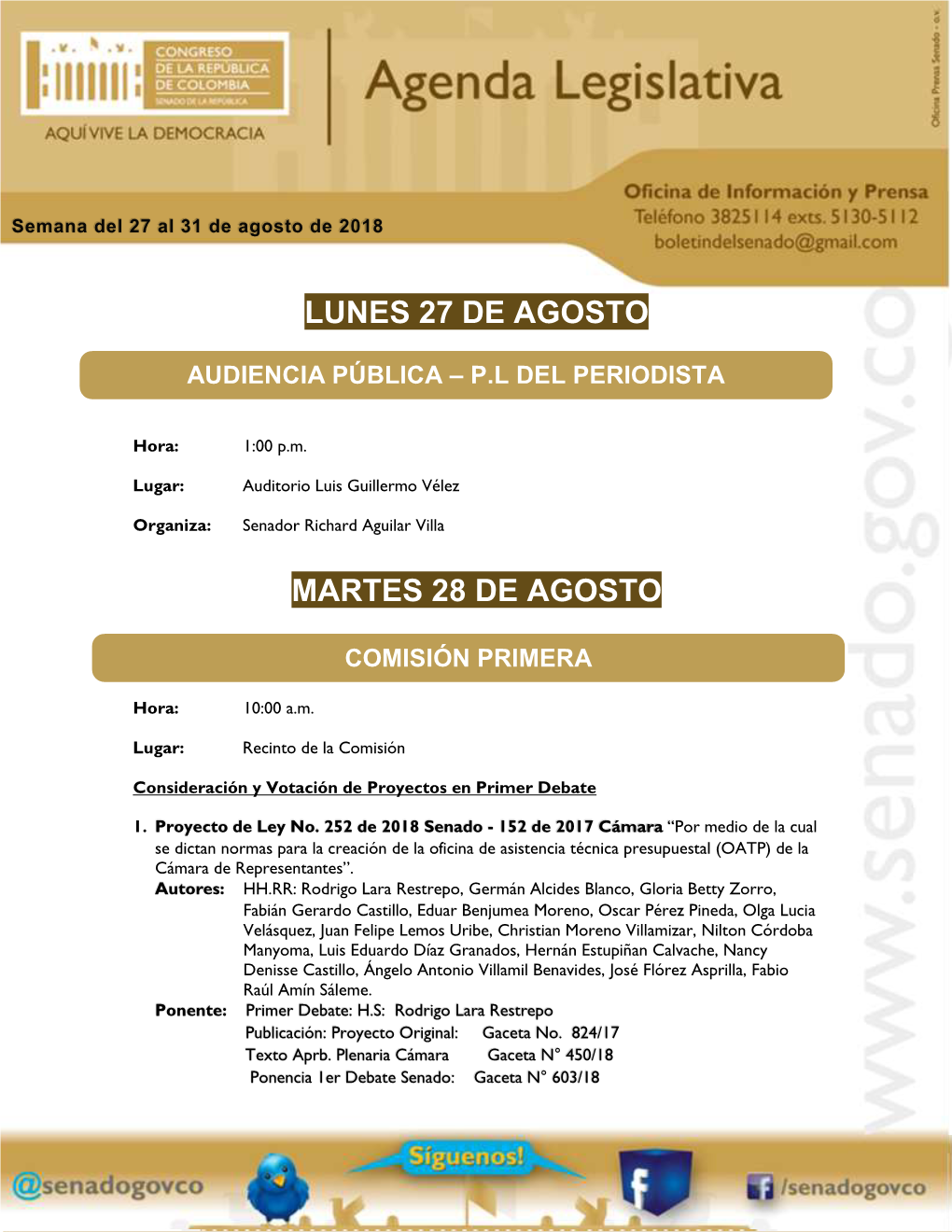 Agenda De Senado