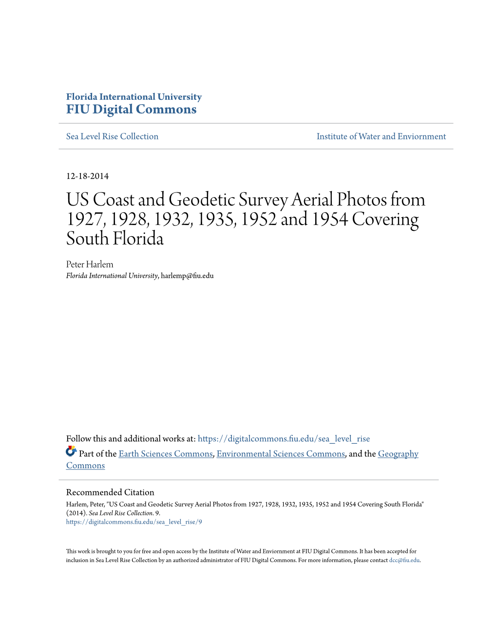 US Coast and Geodetic Survey Aerial Photos from 1927, 1928, 1932