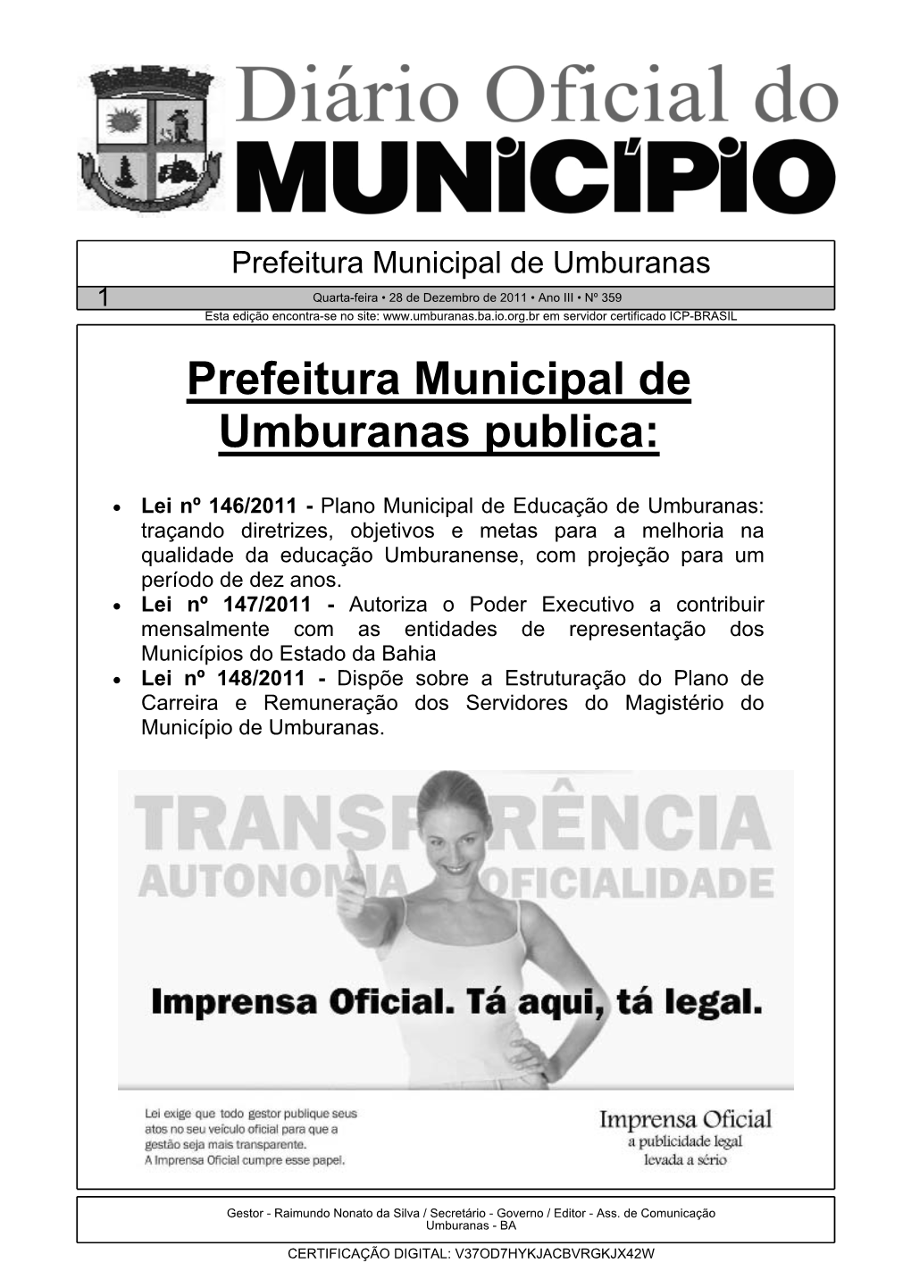 Prefeitura Municipal De Umburanas Publica