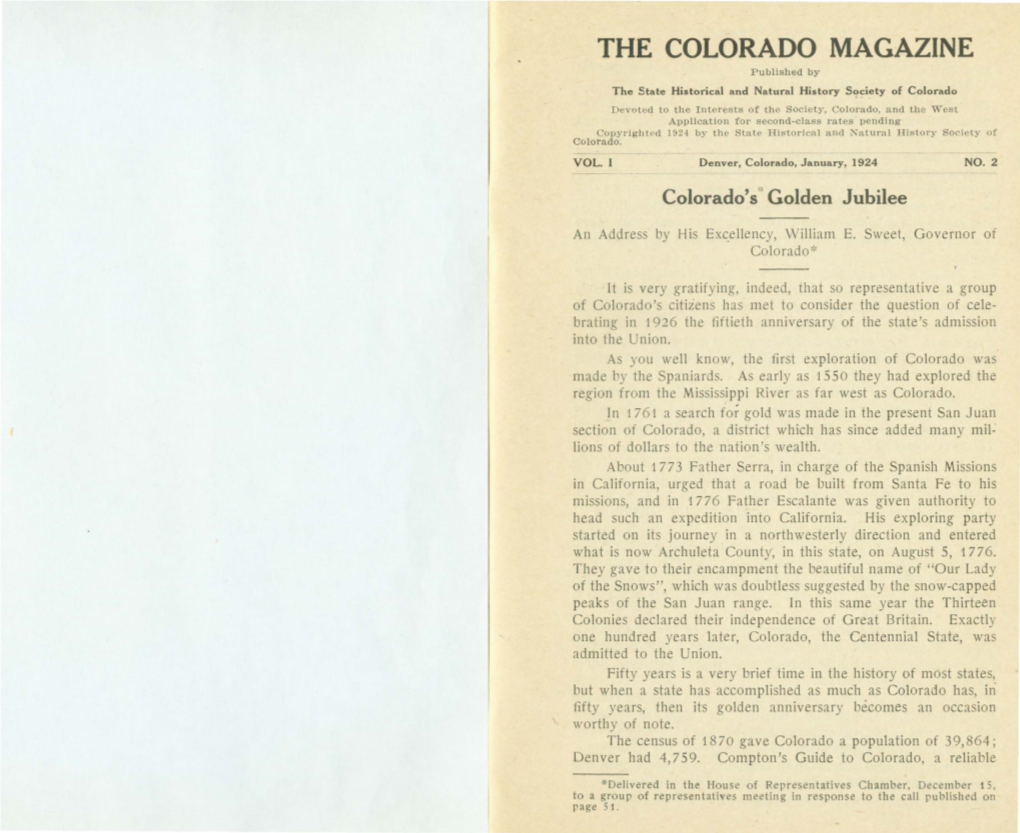 COLORADO MAGAZINE Published By