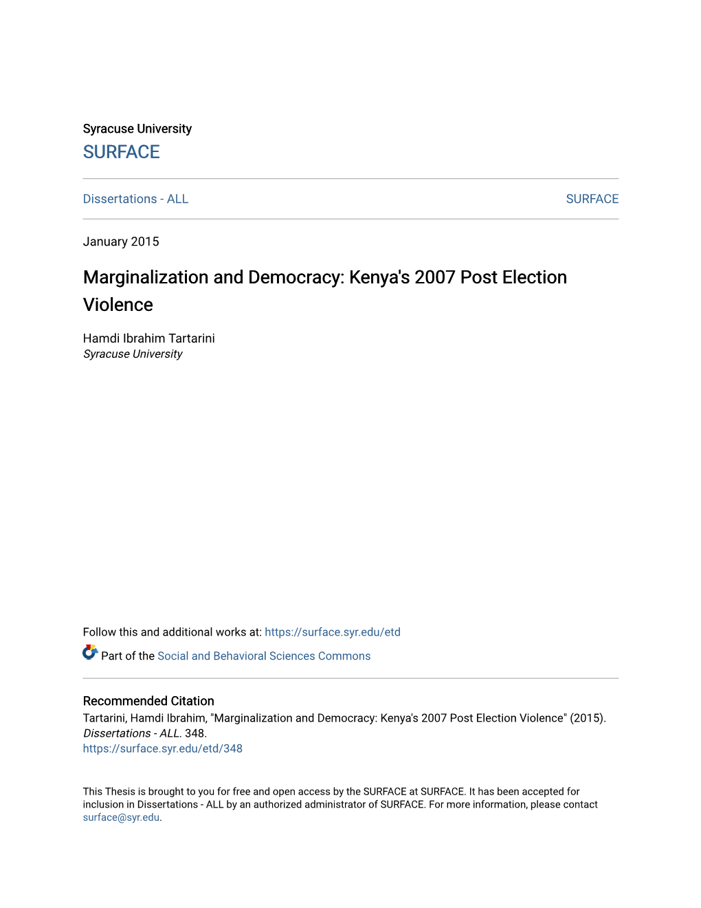 Kenya's 2007 Post Election Violence