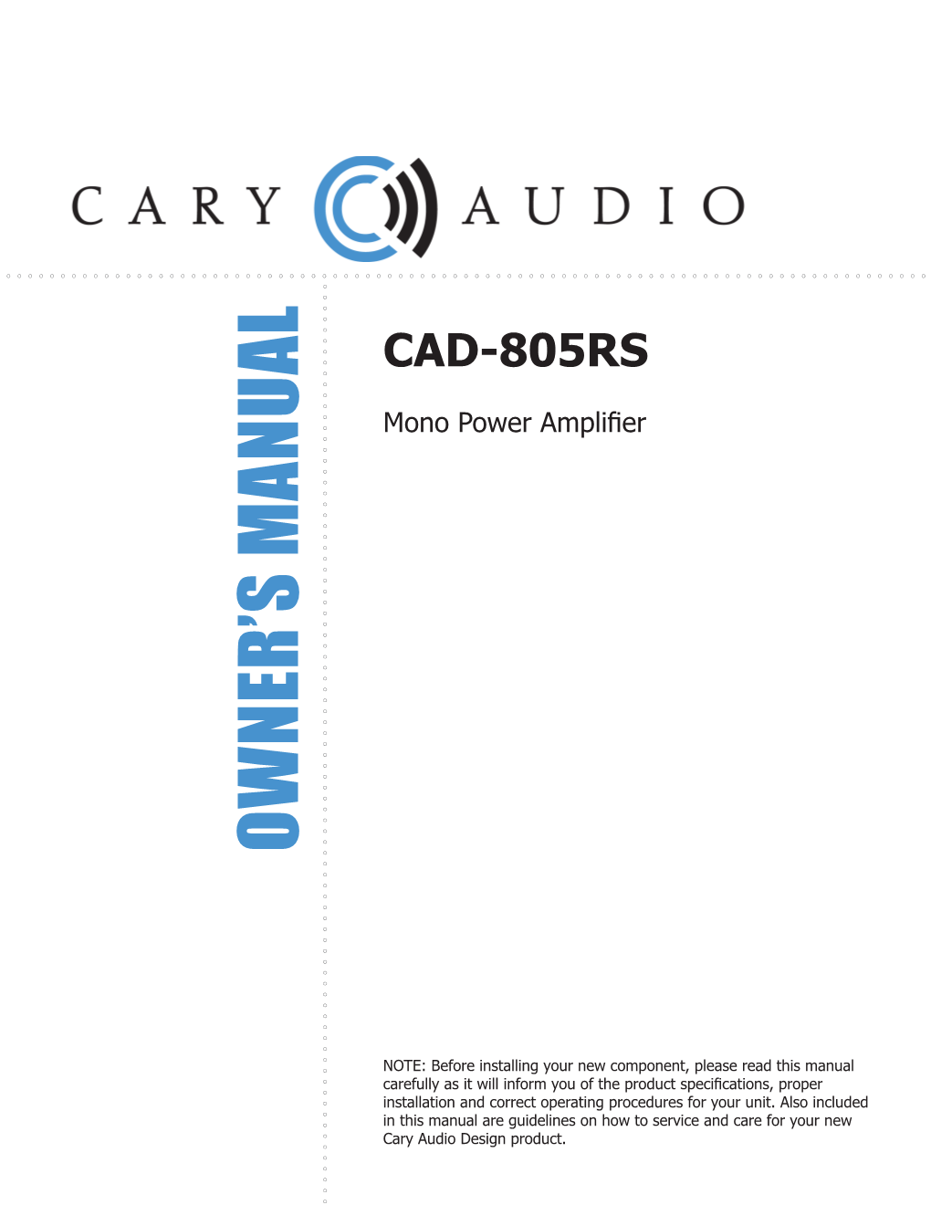 Cad-805Rs Table of Contents